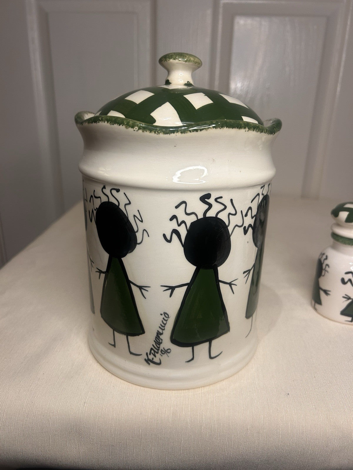 Kerry Alderuccio Hand Painted Canister Set – 6pc Ceramic Kitchen Storage 