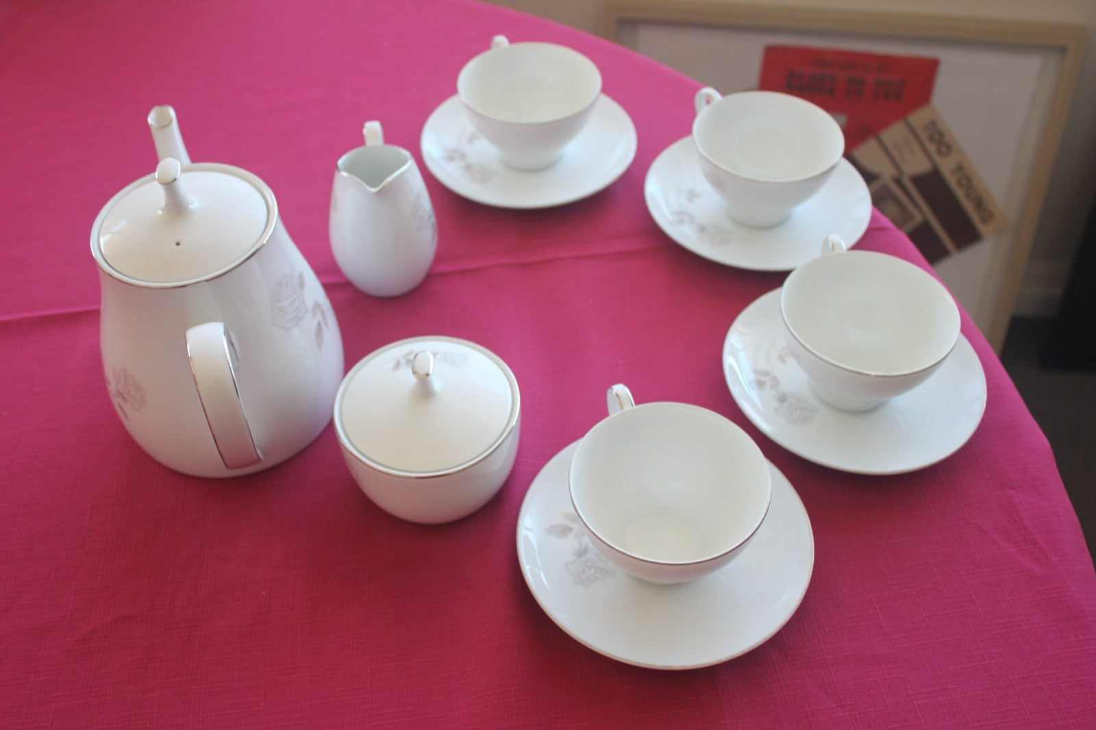 Noritake Rosay Tea Set (10pc) Japanese Vintage Teapot, Cups, & More