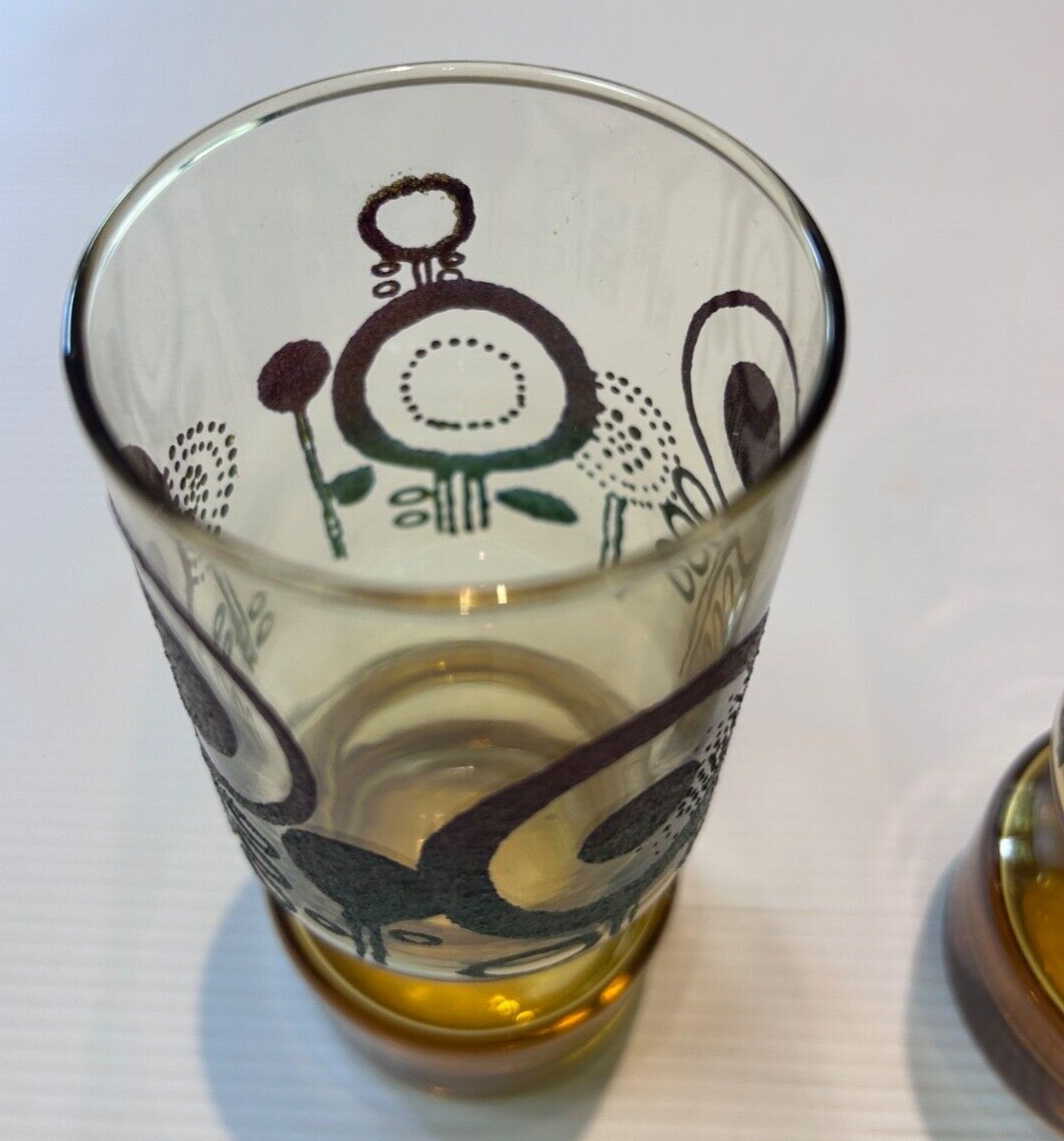 Vintage Amber Art Glasses – Mid-Century Modern – Kaaru Style – Set of 2
