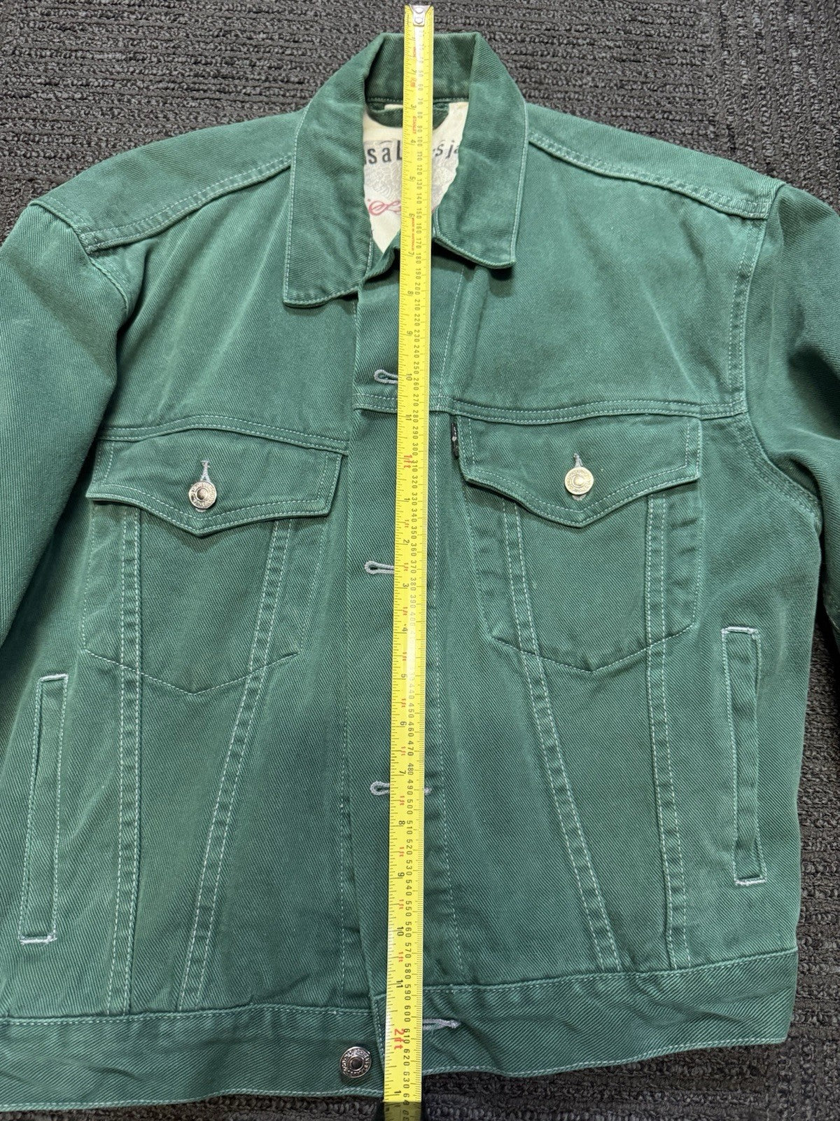 Vintage 1991 Levi’s Black Tab Green Denim Trucker Jacket Size S 90s 8540