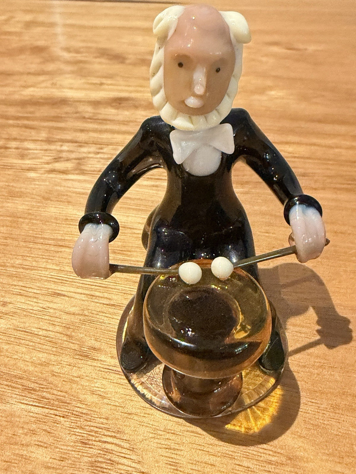 Jaroslav Brychta Attrib Czech ZBS Lampwork Glass Drummer Figurine Vintage
