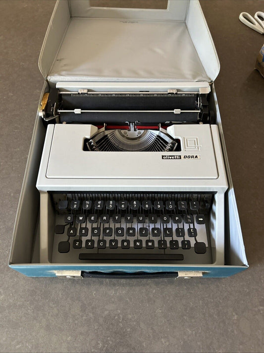 Original Olivetti Dora Portable Typewriter with Original Case Made in Italy