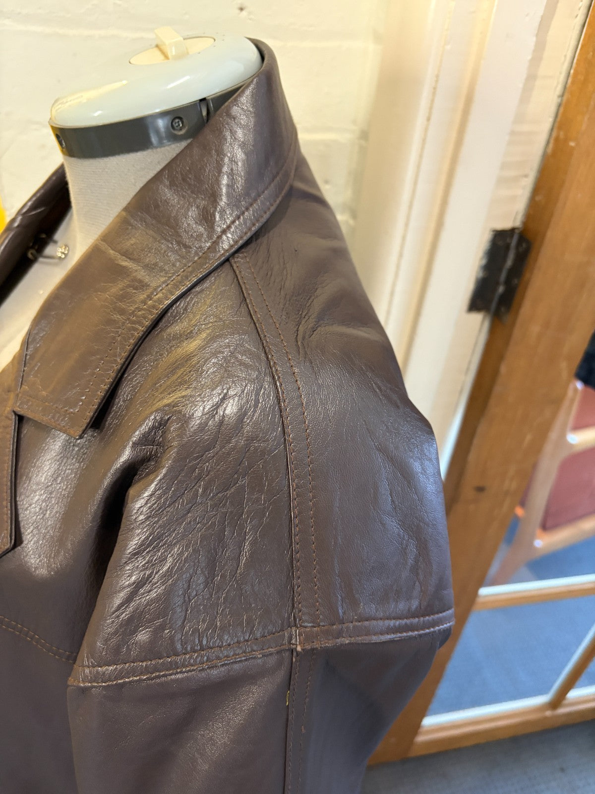 Vintage Katie's Genuine Leather Brown Blazer Jacket Men's AU XL Bali Indonesia