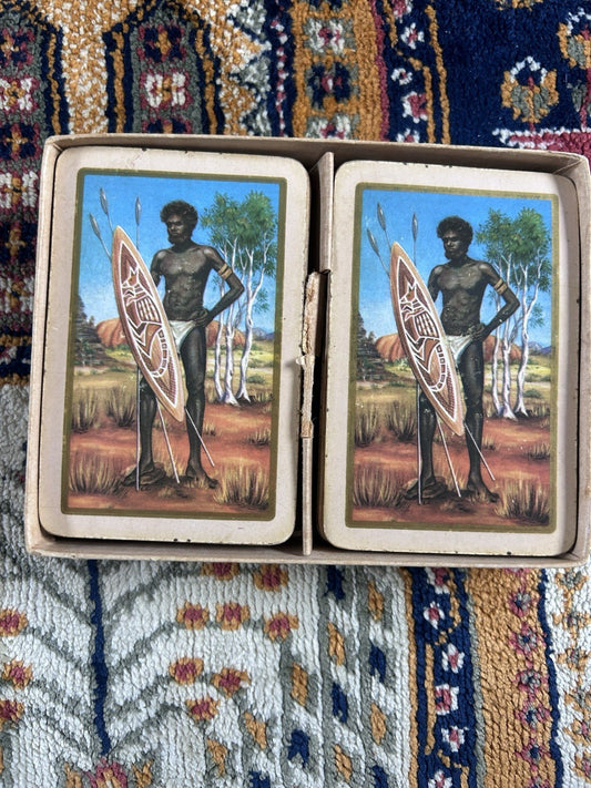 1950s Canasta Playing Cards Rathdowne Club Aboriginal Art Decks w/ Box & Rules