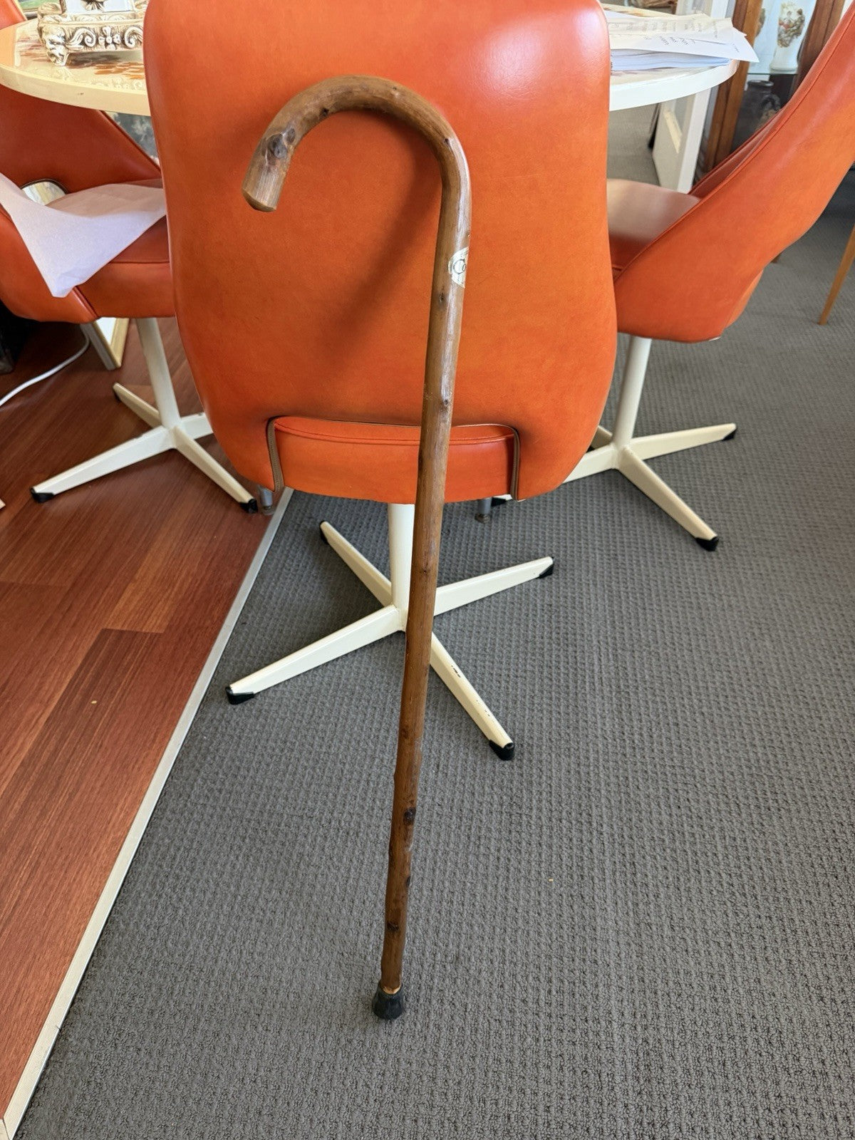 Coopers Hand Crafted Wooden Walking Stick Crook Handle Vintage Cane 85cm