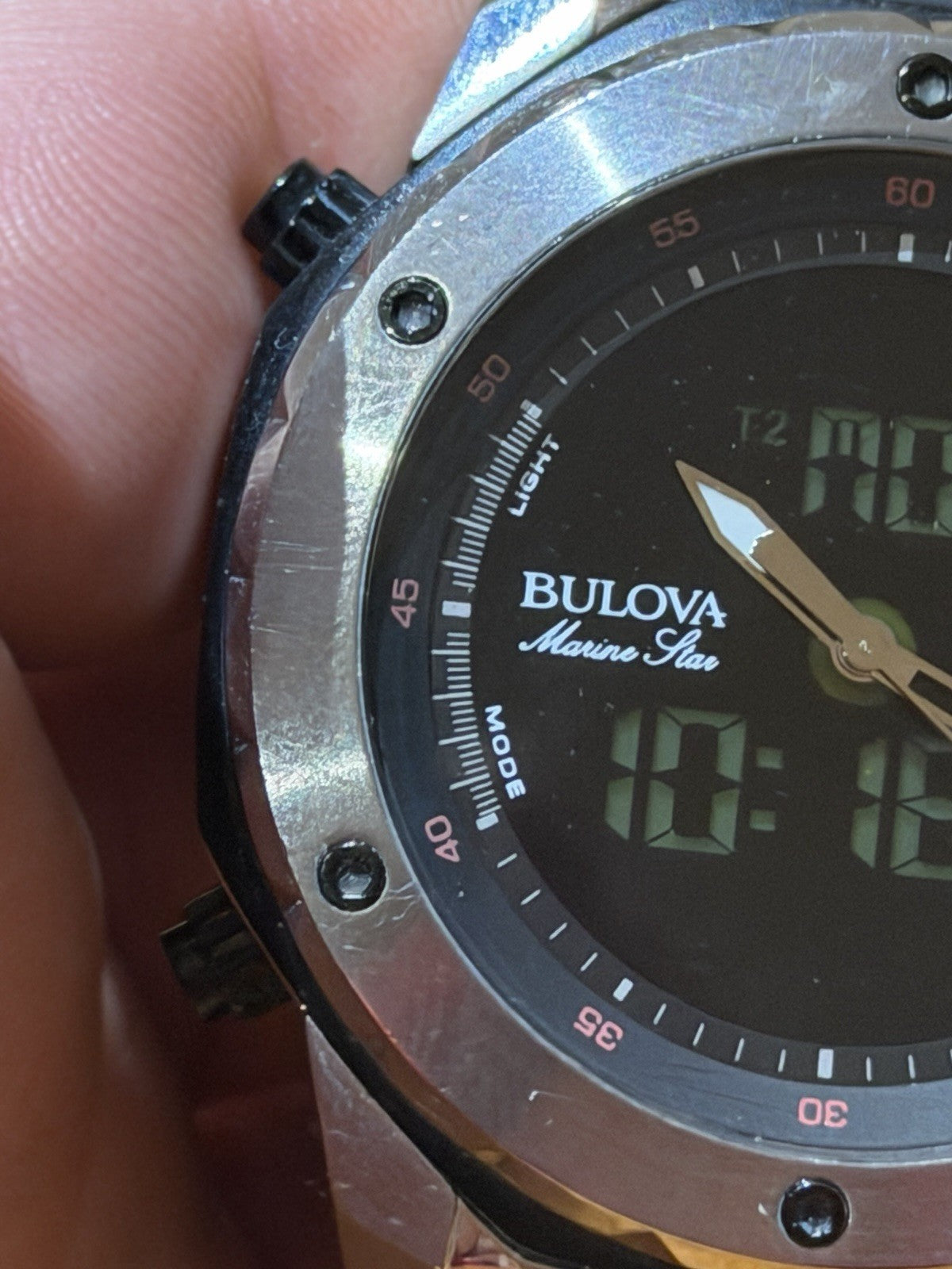 Bulova Marine Star 98C119 Ana Digital Watch 100M Rare New Batteries Working
