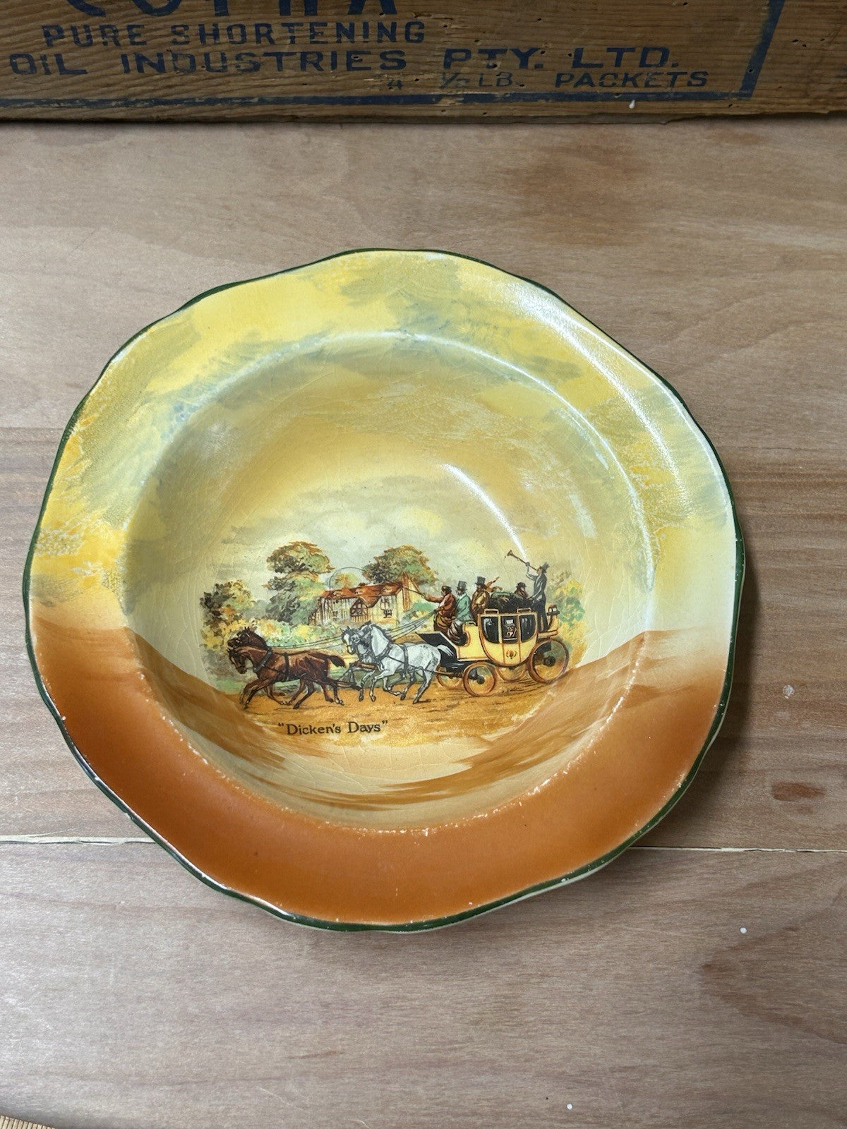 Empire Ware Dickens Days Bowl Set x6 Stagecoach Scene Vintage England