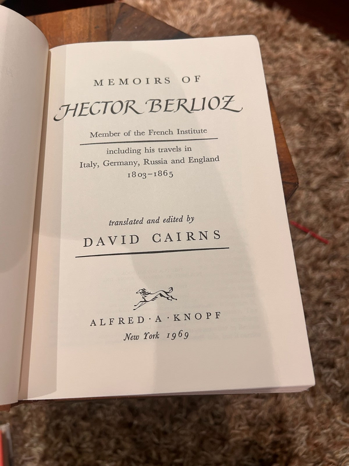 The Memoirs of Hector Berlioz | Hardcover 1969 First American Edition |