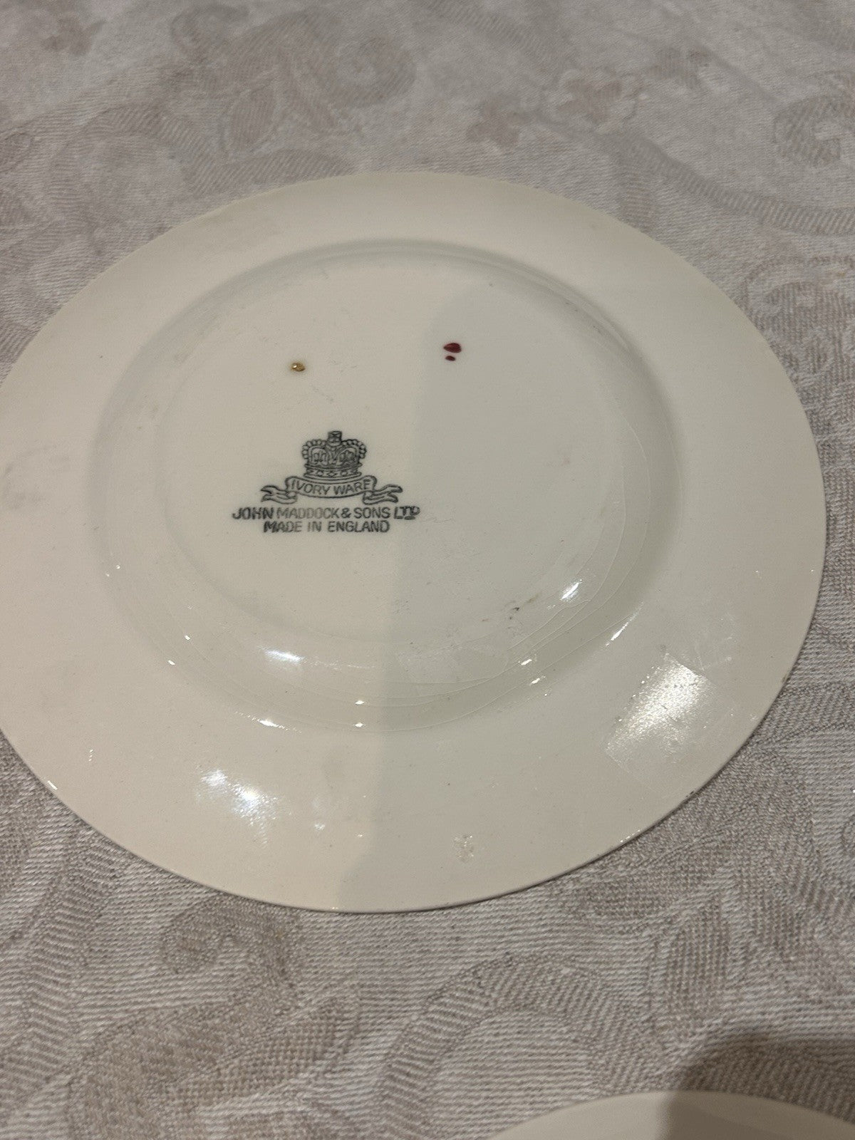 John Maddock & Sons English Cup Saucer Plate Trio Burgundy Gilt Tea Set