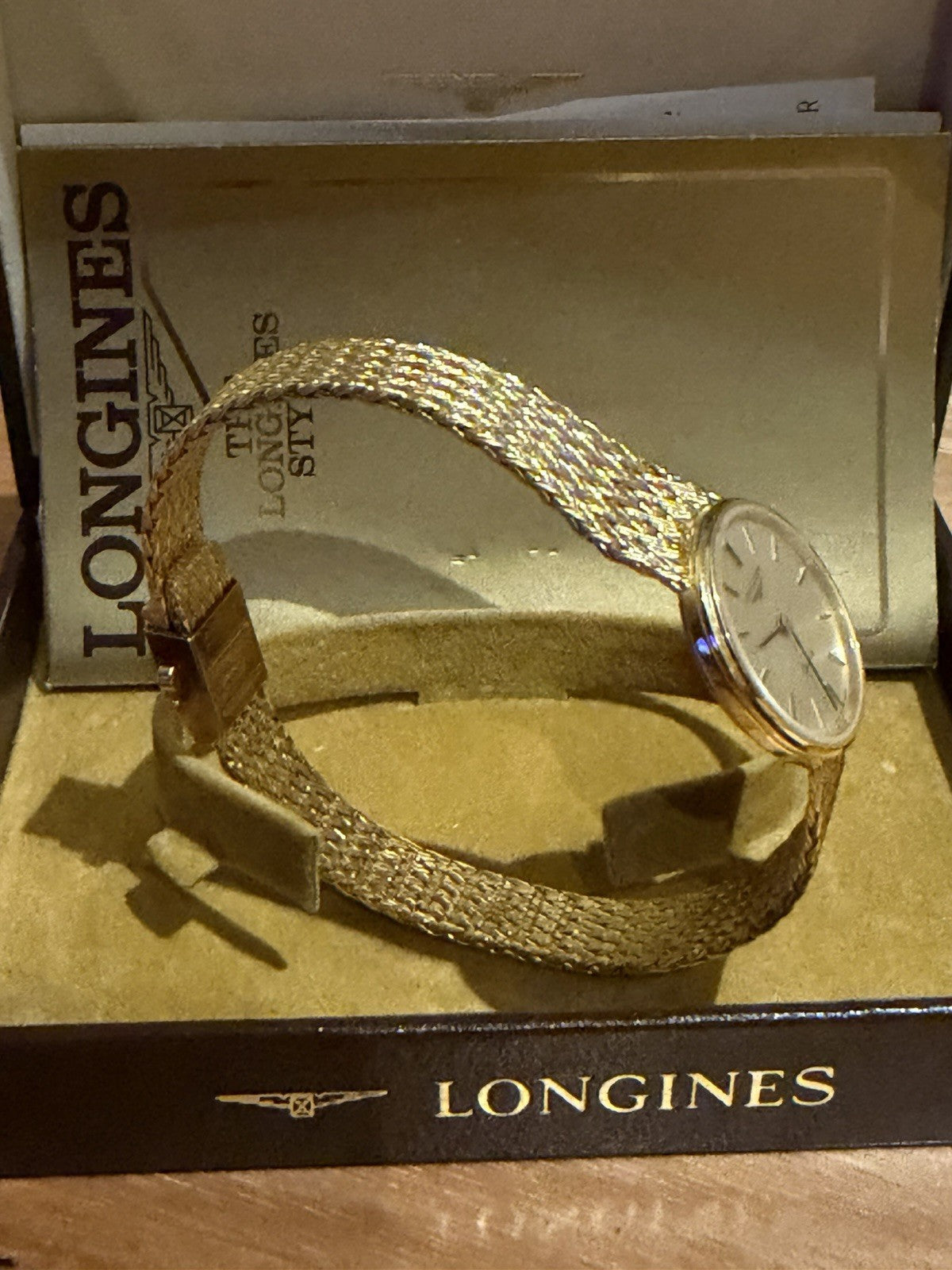 Longines Ladies Quartz Watch Gold Tone Mesh Bracelet Box Papers Swiss 6558