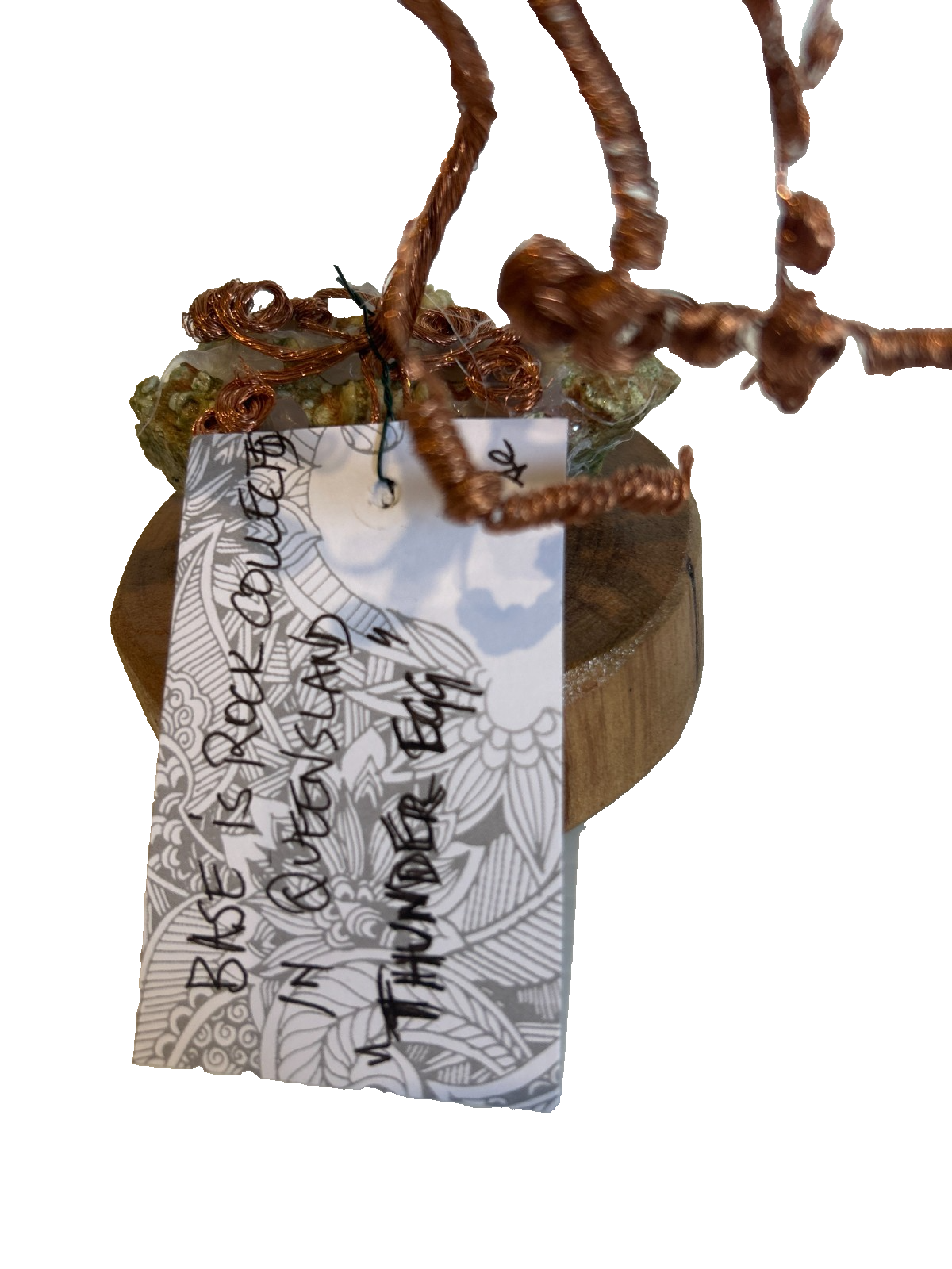 Copper Wire Bonsai Sculpture on Thunder Egg Base – Handmade Art Piece