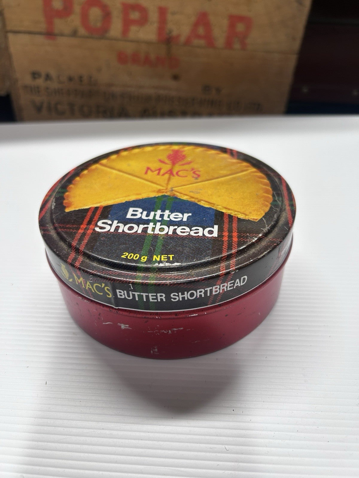 Vintage MAC’s Butter Shortbread Tin 200g Red Plaid Scottish Style Collectible
