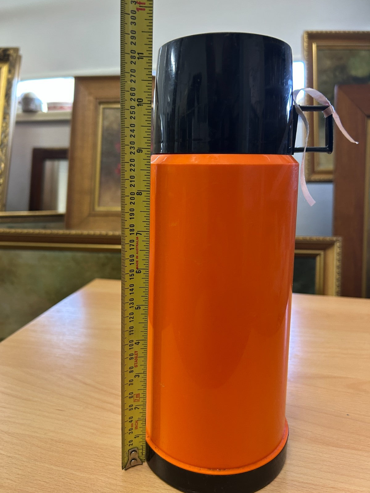 🔶 Vintage Orange Thermos Flask – Made in England – c. 1970s