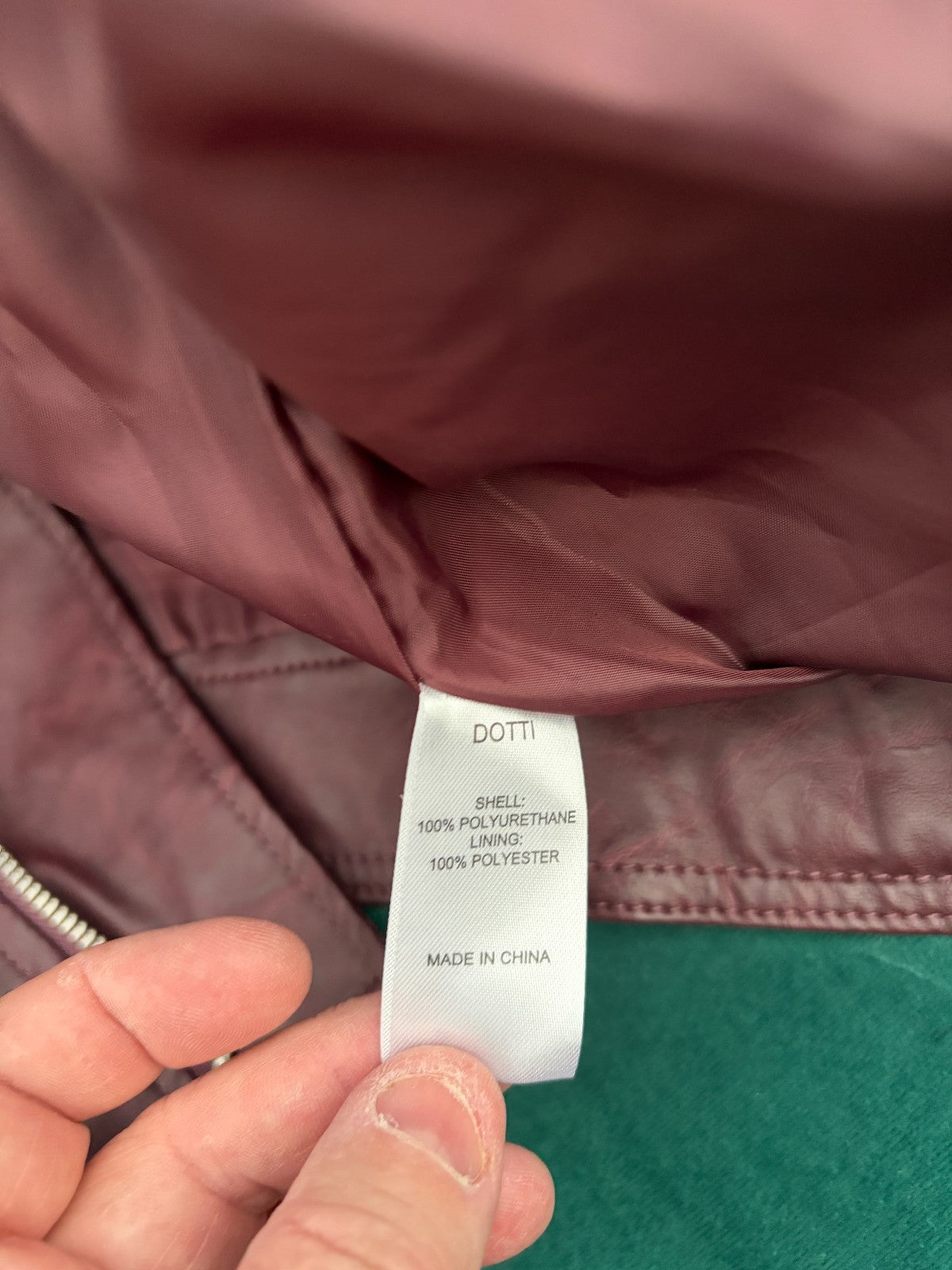 Dotti Womens Size 10 Burgundy Faux Leather Biker Jacket Cropped Moto Zip