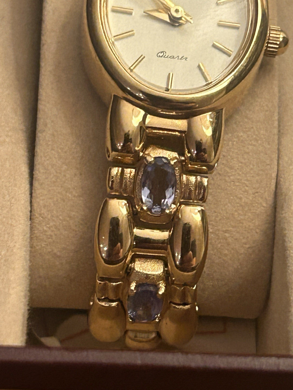 Jules Jurgensen Ladies Quartz Watch Miyota 2035 Tanzanite Boxed VTG