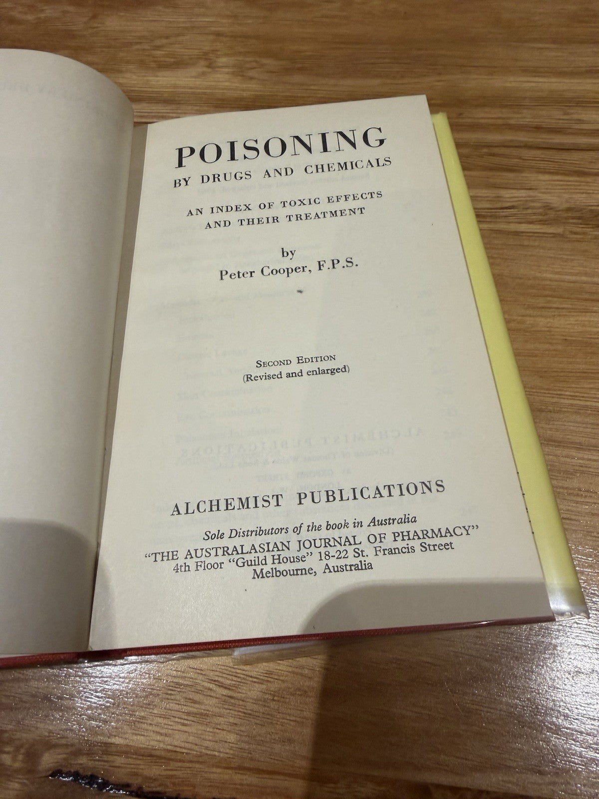 Peter Cooper Poisoning Drugs Chemicals 1962 2nd Ed Vintage Medical Toxicology