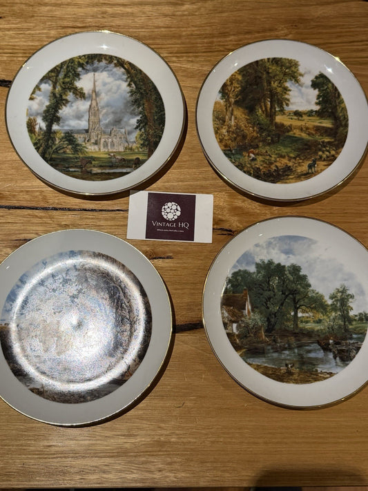 John Constable Plate Set Westminster Fine China Australia x4 Gold Rim 18cm 1970s