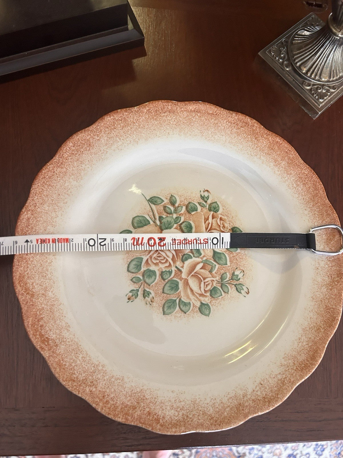 Nikko Ironstone American Beauty Rose Serving Plate Japan 25cm Vintage 