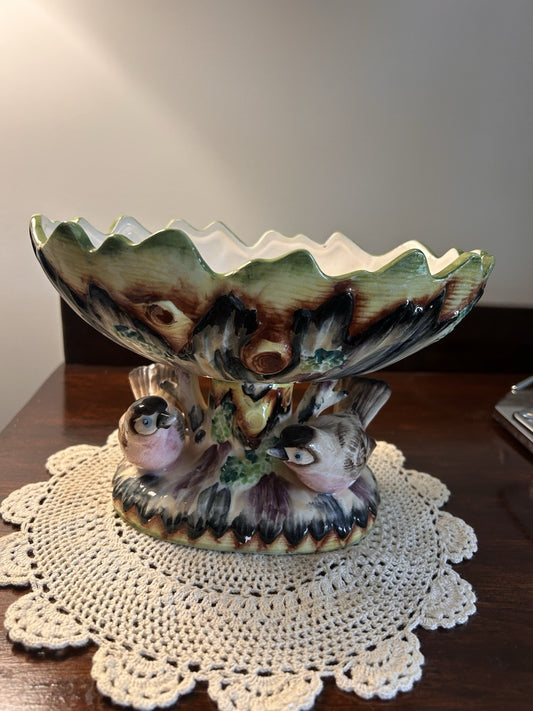 Japan Majolica Bird Compote