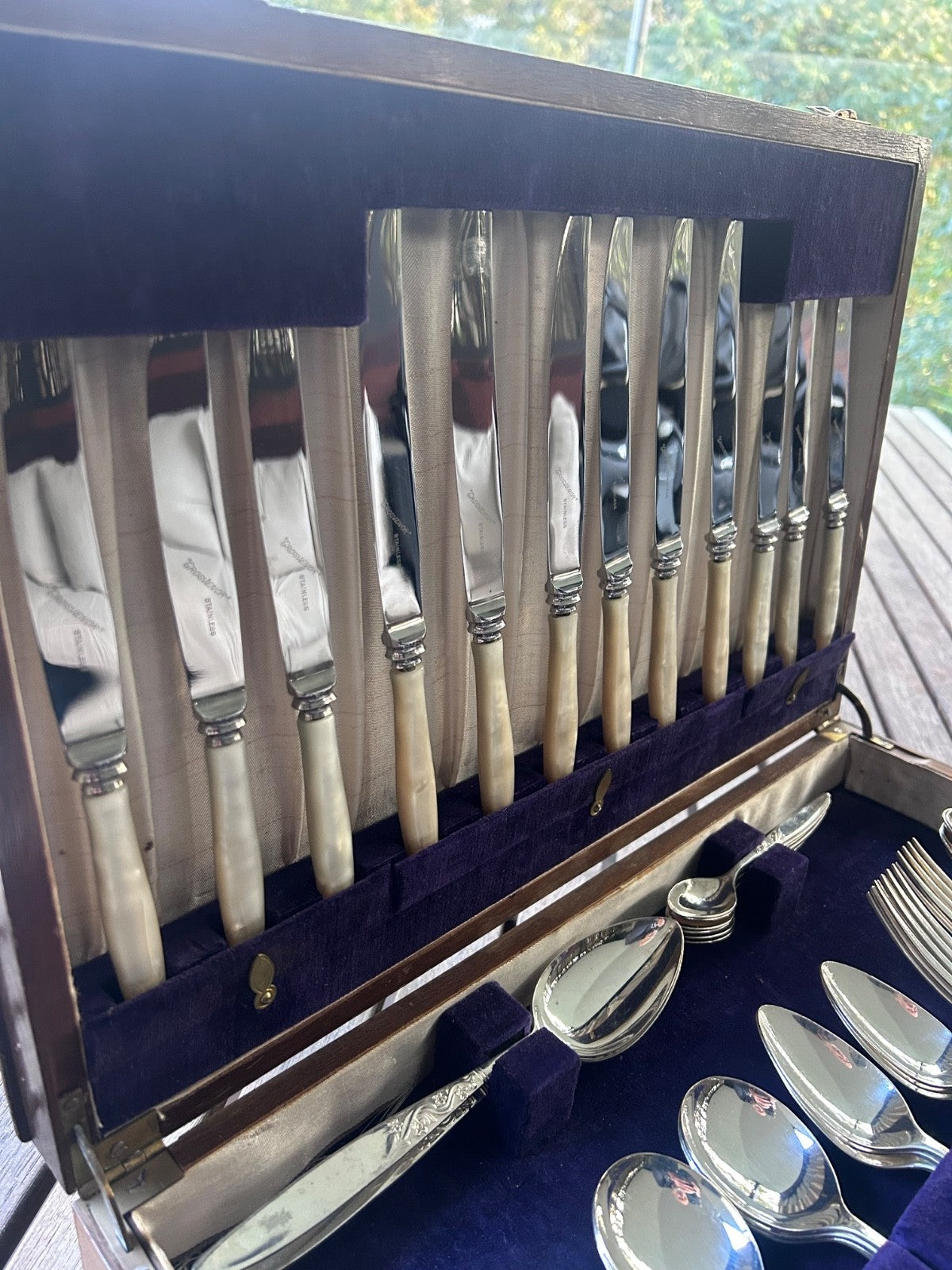Grosvenor Ballerina Cutlery Set 50 Piece Boxed Faux MOP Handles Vintage EPNS