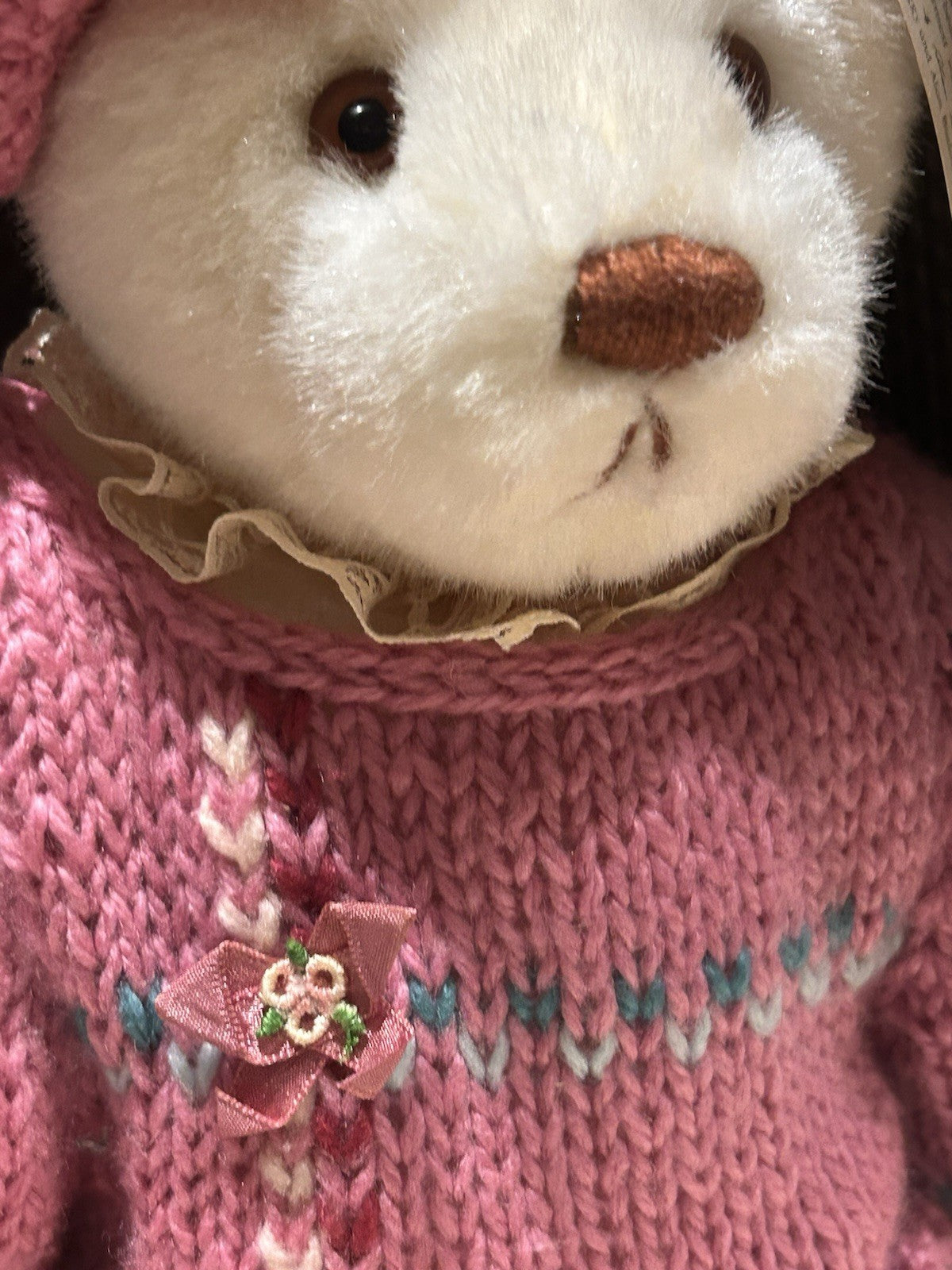 GUND Bialosky Friends Teddy Bear Pink Knitted Jumper Plush Soft Toy W Orig Tag