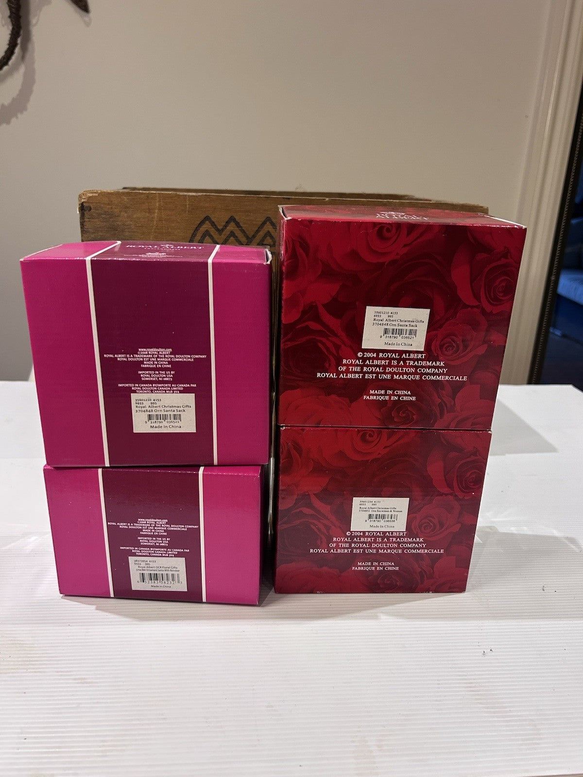 Royal Albert Old Country Roses Musical Christmas Ornaments Set of 5 MIB