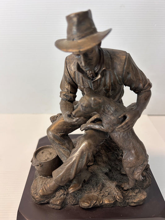 Outback Heritage Best Mates Figurine Man & Dog Bronze Style Sculpture