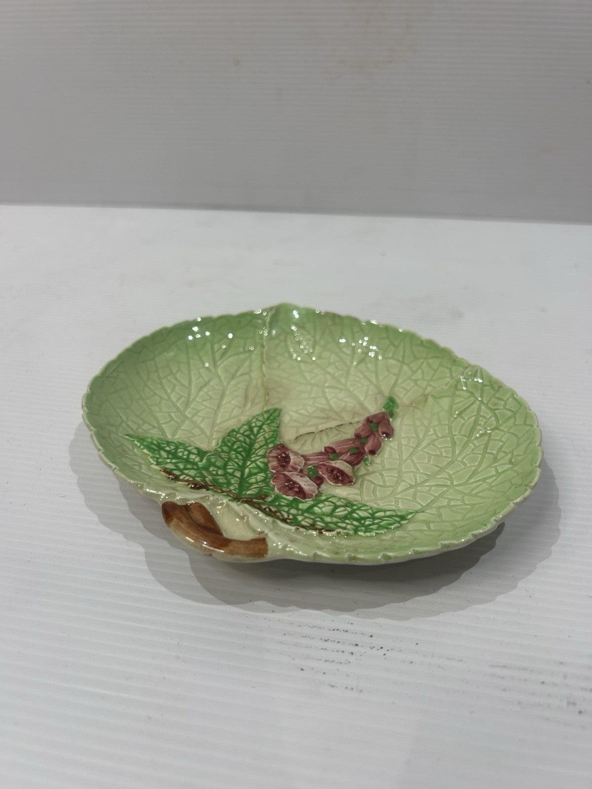 Carlton Ware Australian Design Leaf Dish c1930s Green Pink Floral 16cm