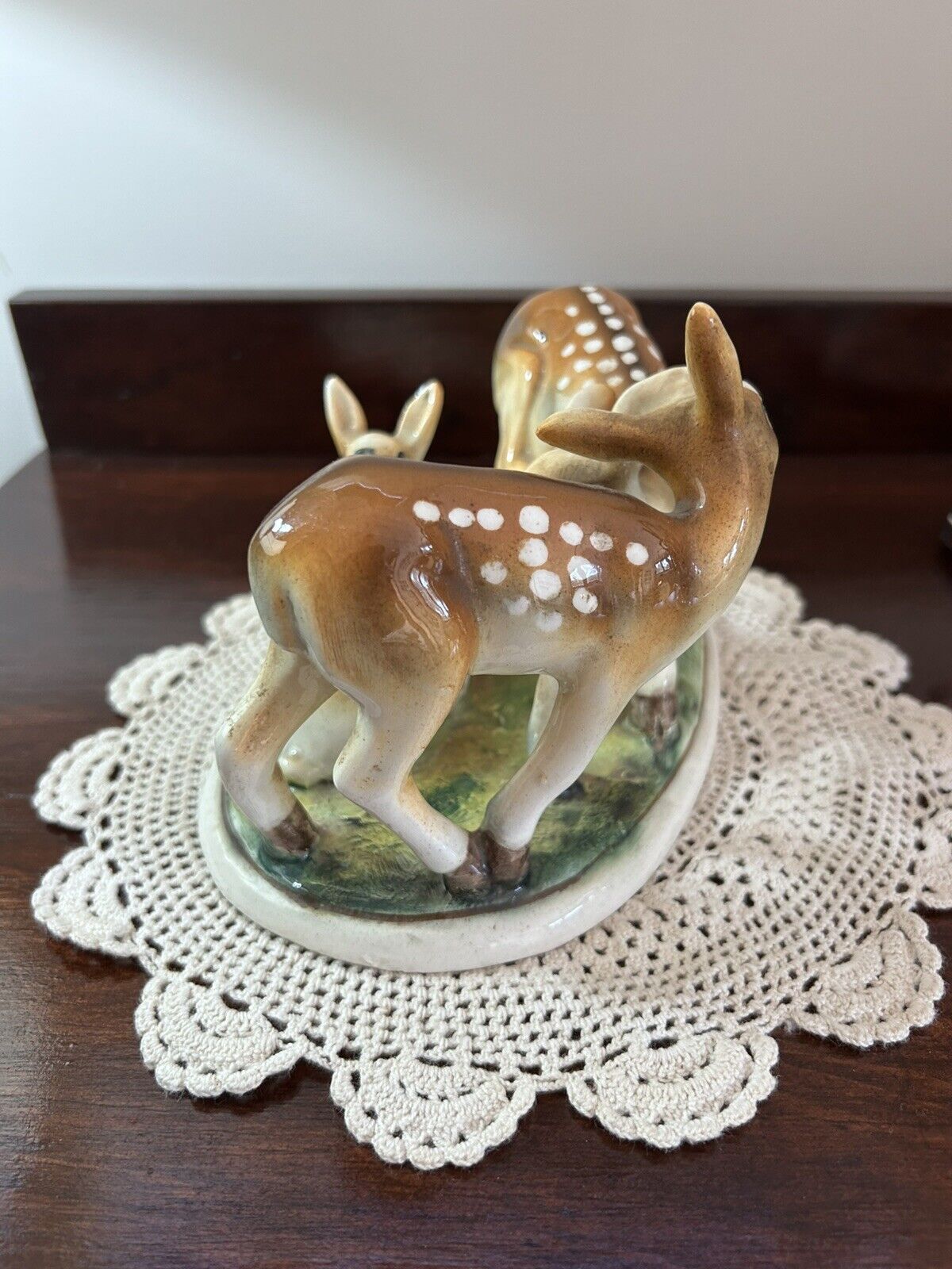 Vintage Deer Fawn Doe Forrest Meadow Porcelain Figurine Signed Made in Italy