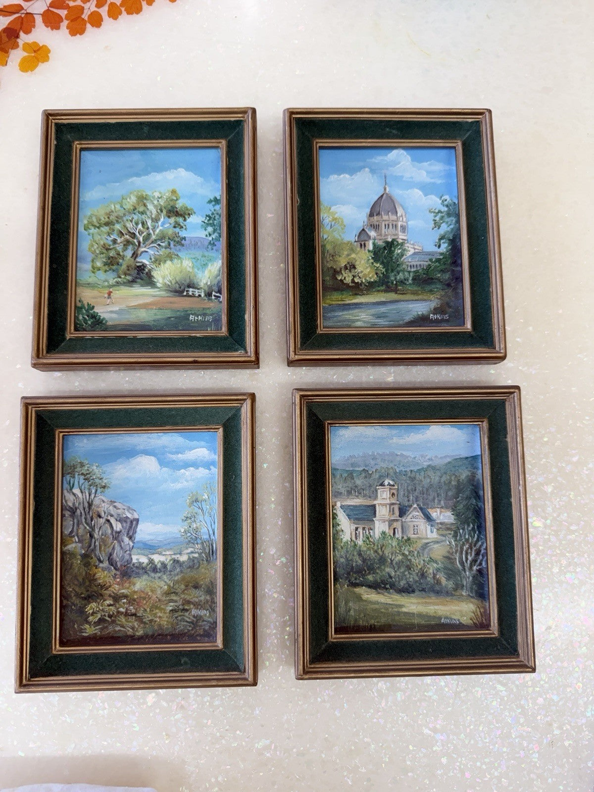 Atkins Set 4 Vintage Australian Oil Paintings Melbourne Tasmania Victoria