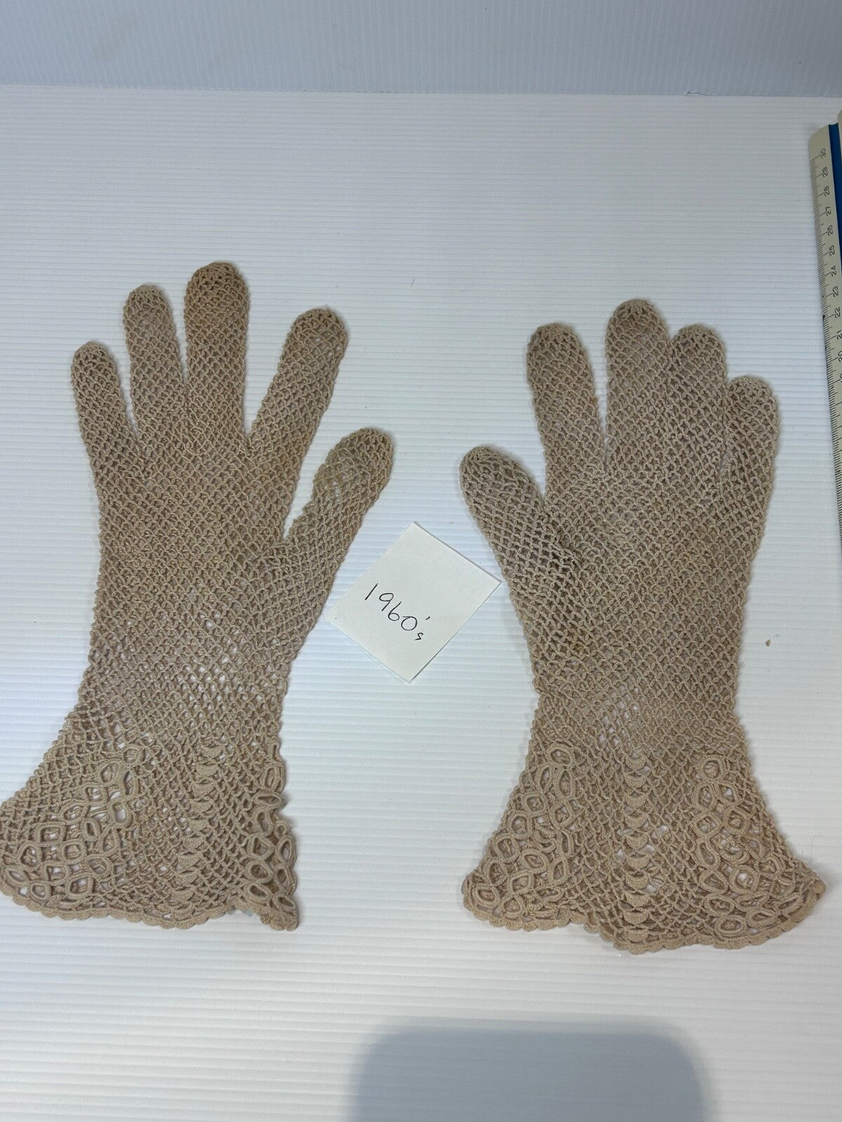 Vintage 1960s Handmade Crochet Women's Gloves