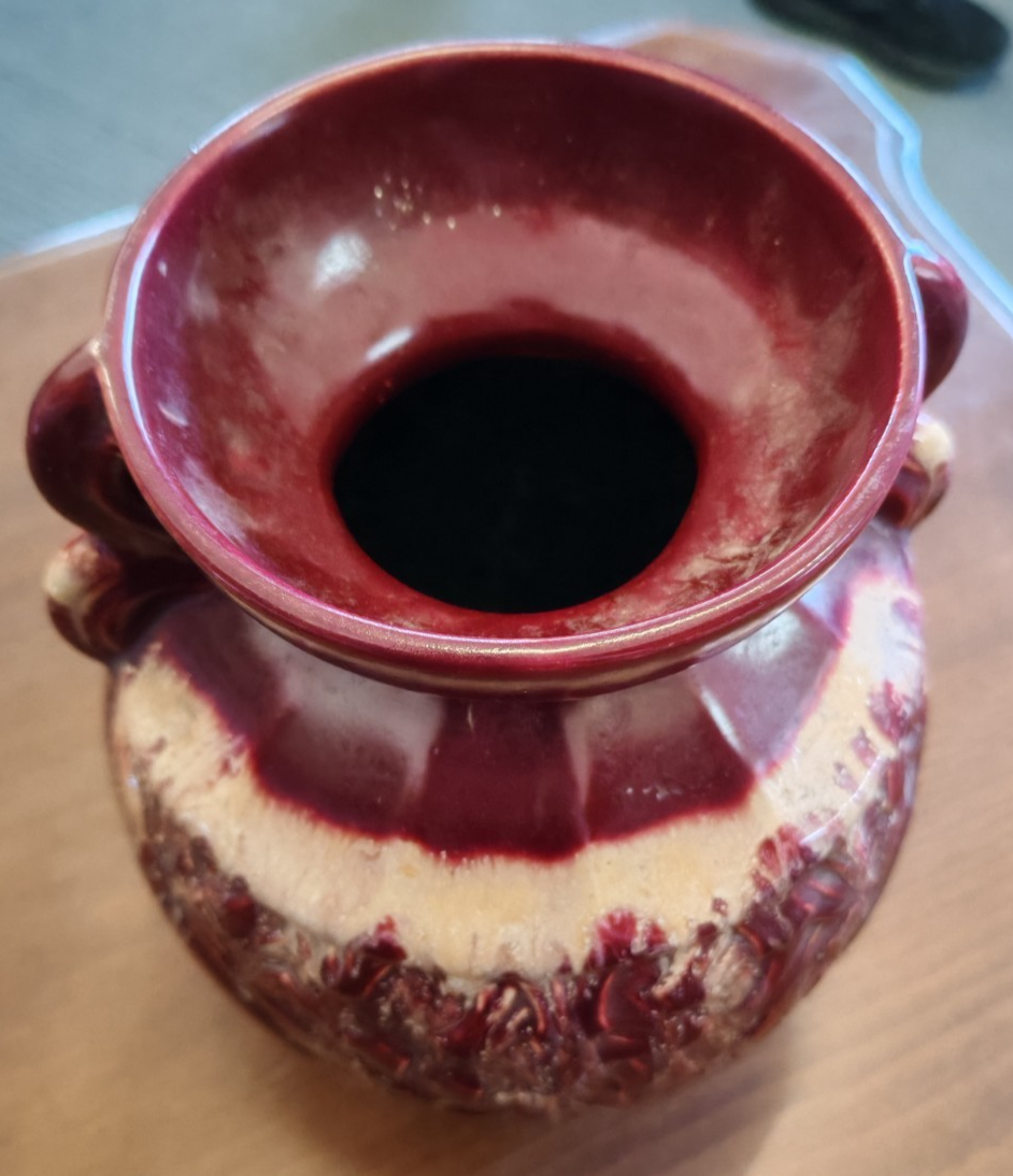 Vintage Belgium (n.553) Art Pottery Vase - Oxblood Drip Glaze