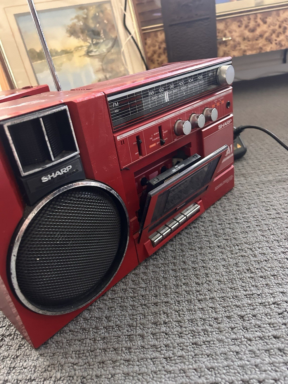 Vintage Sharp GF-A1 Red Boombox Cassette Radio | Tested & Tagged | Read Desc 