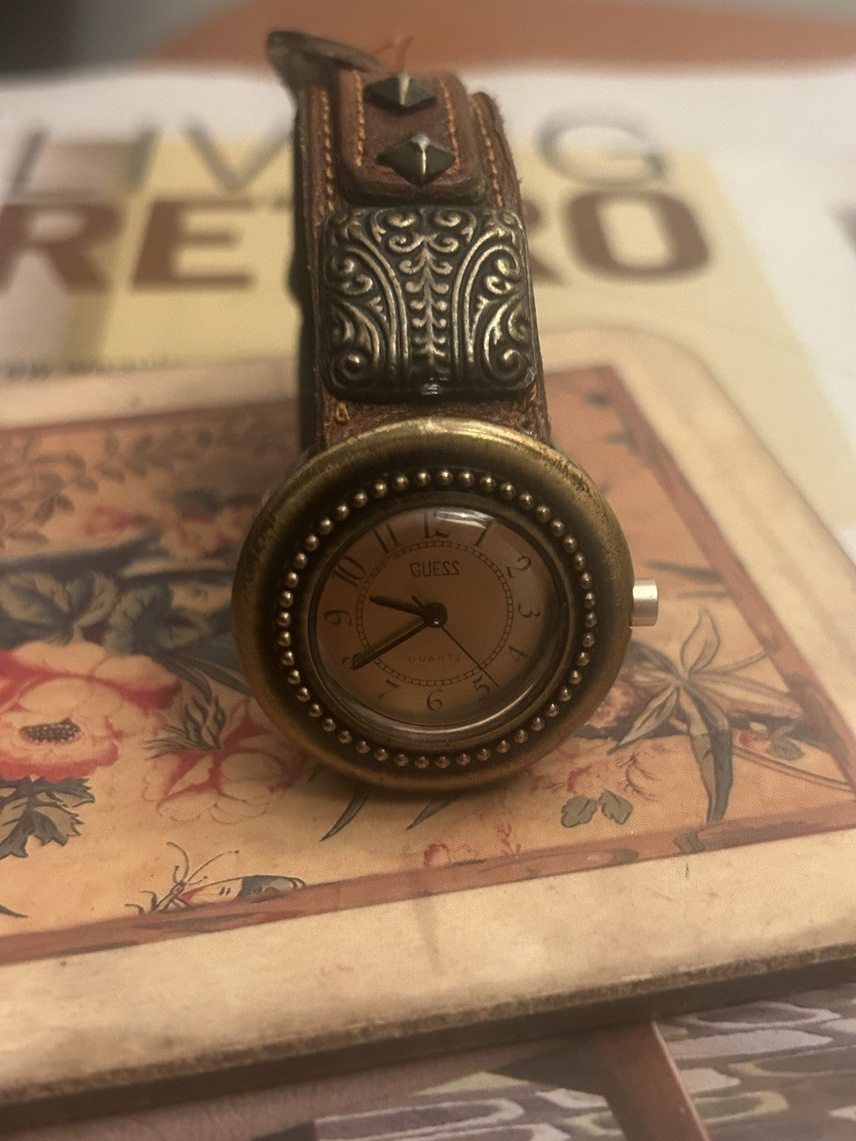 Vintage Guess 1988 Quartz Watch Western Style Leather Band New Battery