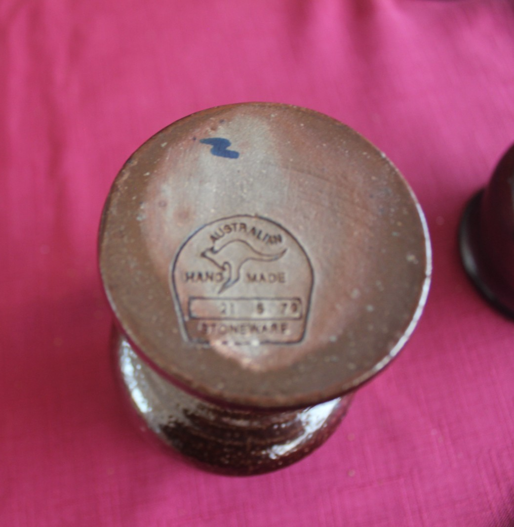 Vintage Bendigo Pottery Wine Carafe & Goblet Set