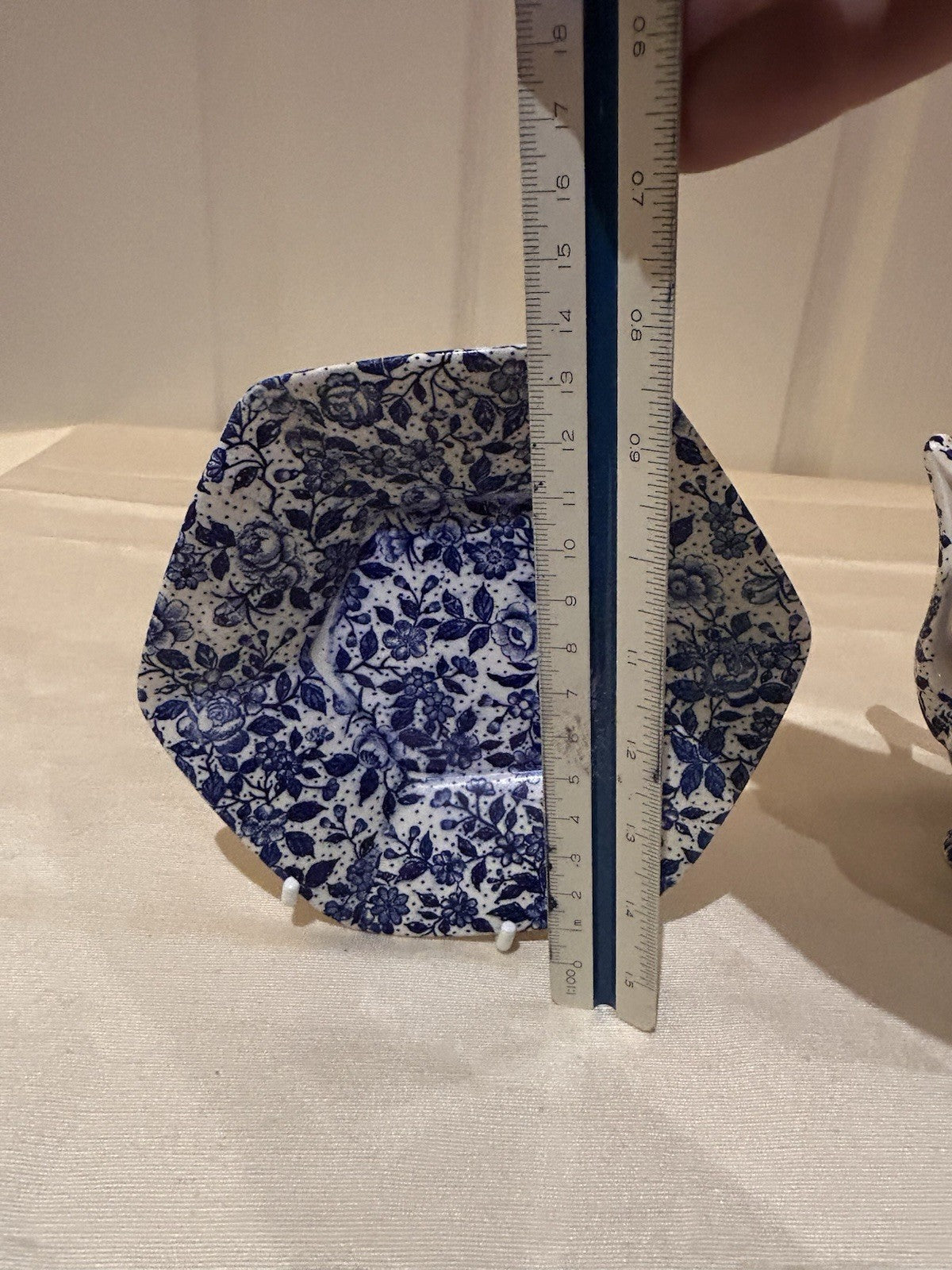 Vintage English Style Blue & White Floral Jug & Dish c1950s Transferware 