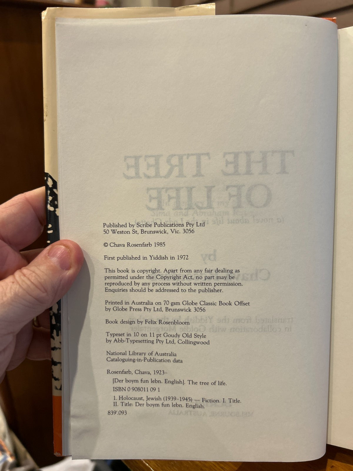 The Tree of Life Chava Rosenfarb 1985 Scribe 1st English Ed Lodz Ghetto