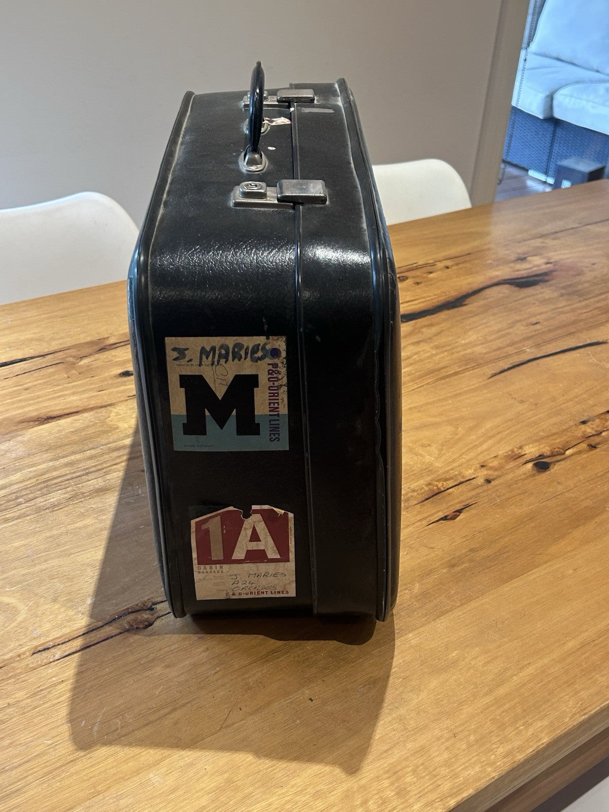 Vintage 1950s P&O Orient Lines Cabin Suitcase Orcades Cheney Latches 54x33cm