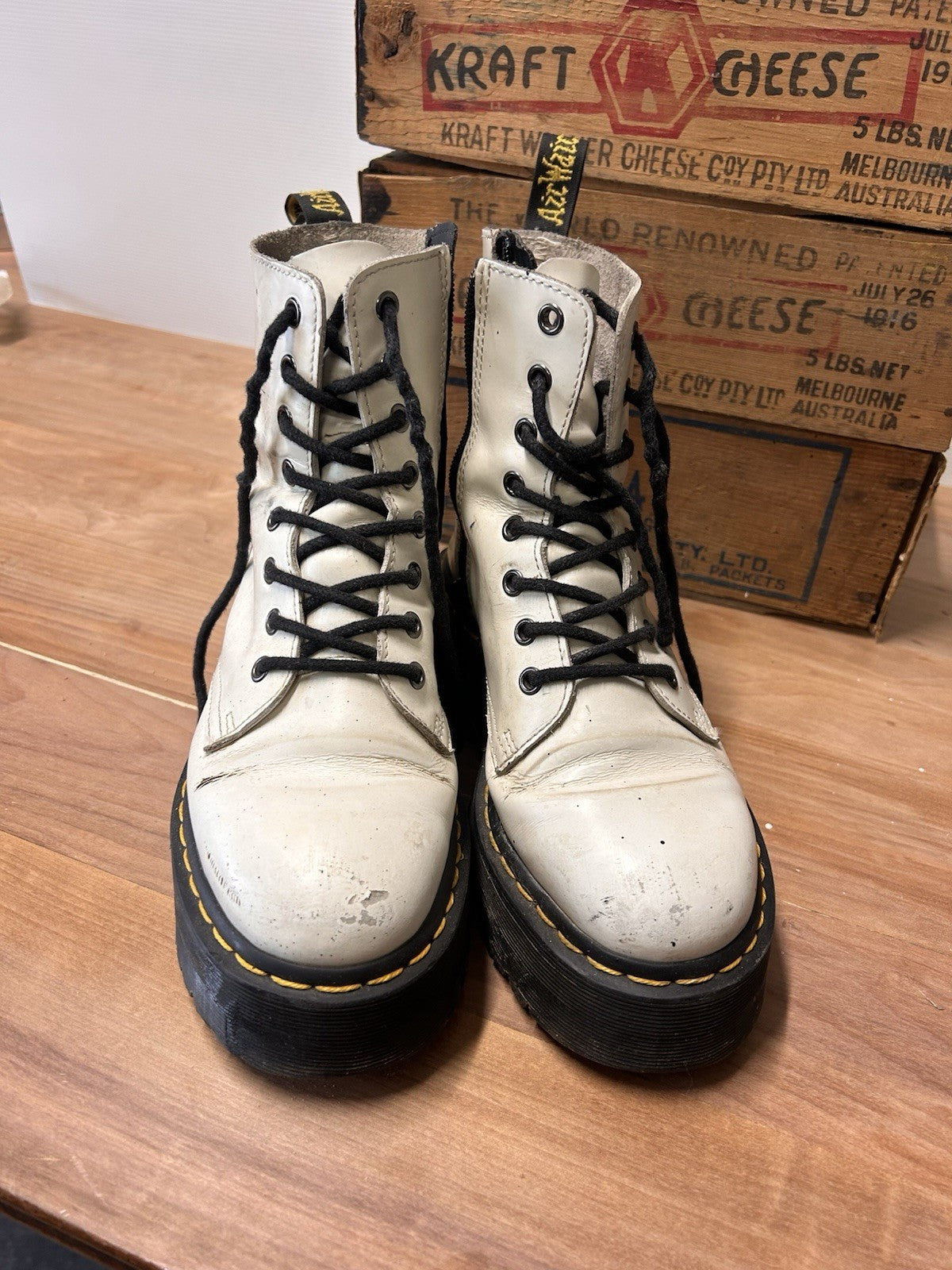 Dr Martens Jadon White Leather Platform Boots UK5 EU38 Docs 7USL DM080