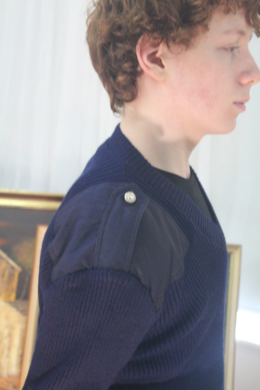Vintage Italian Carabinieri Military Jumper Navy Blue Wool Blend 1986 Sz 3