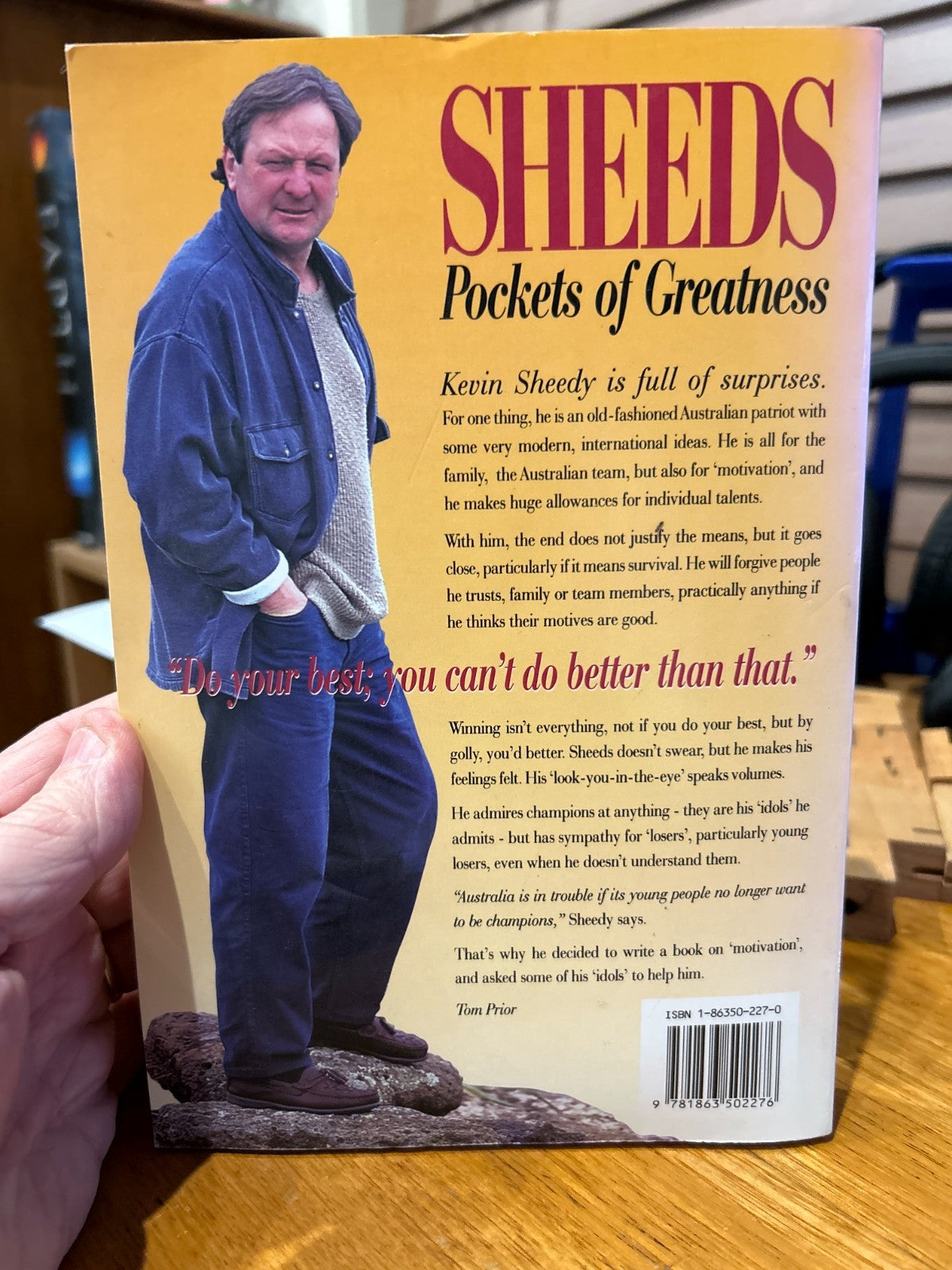 SIGNED Kevin Sheedy – Sheeds: Pockets of Greatness (1996) Tom Prior – AFL legend
