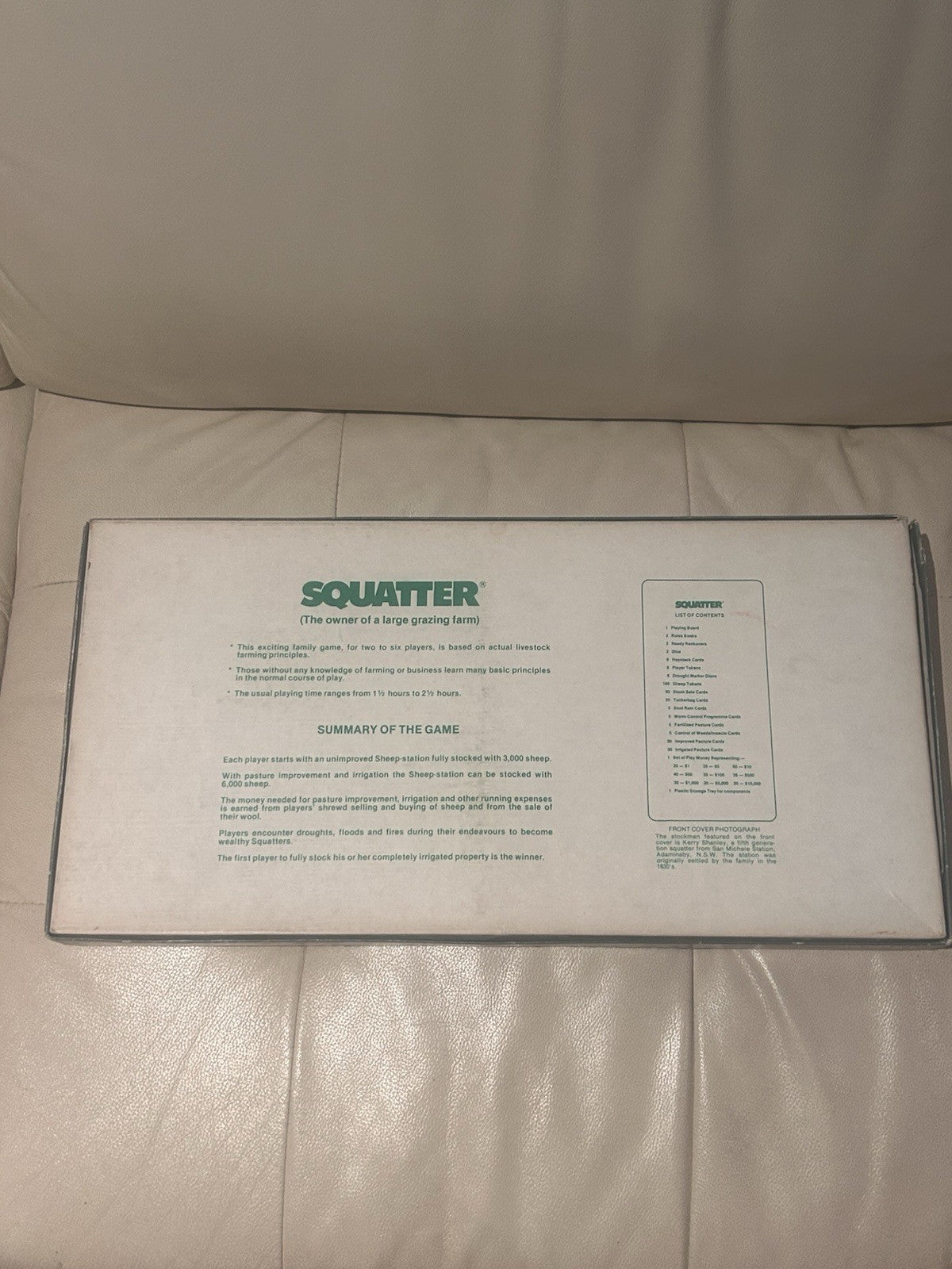 Vintage SQUATTER Board Game – Complete Unused Contents – Murfett Australia
