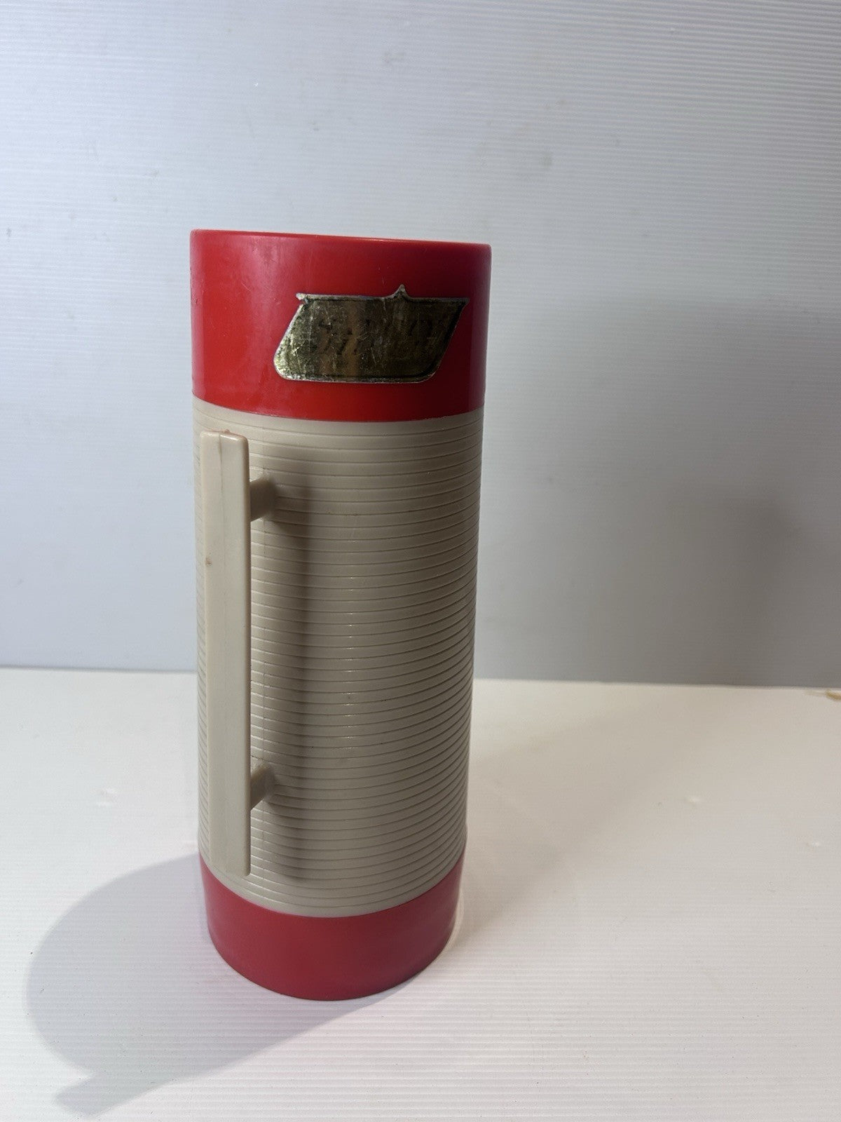 Vintage Aladdin Hy-Lo Thermos WM1060P 32oz USA Red Beige Retro Lunch Bottle