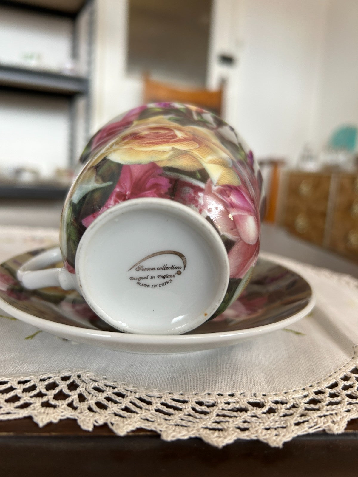 Vintage Floral Tea Cup & Saucer Set Season Collection Roses China