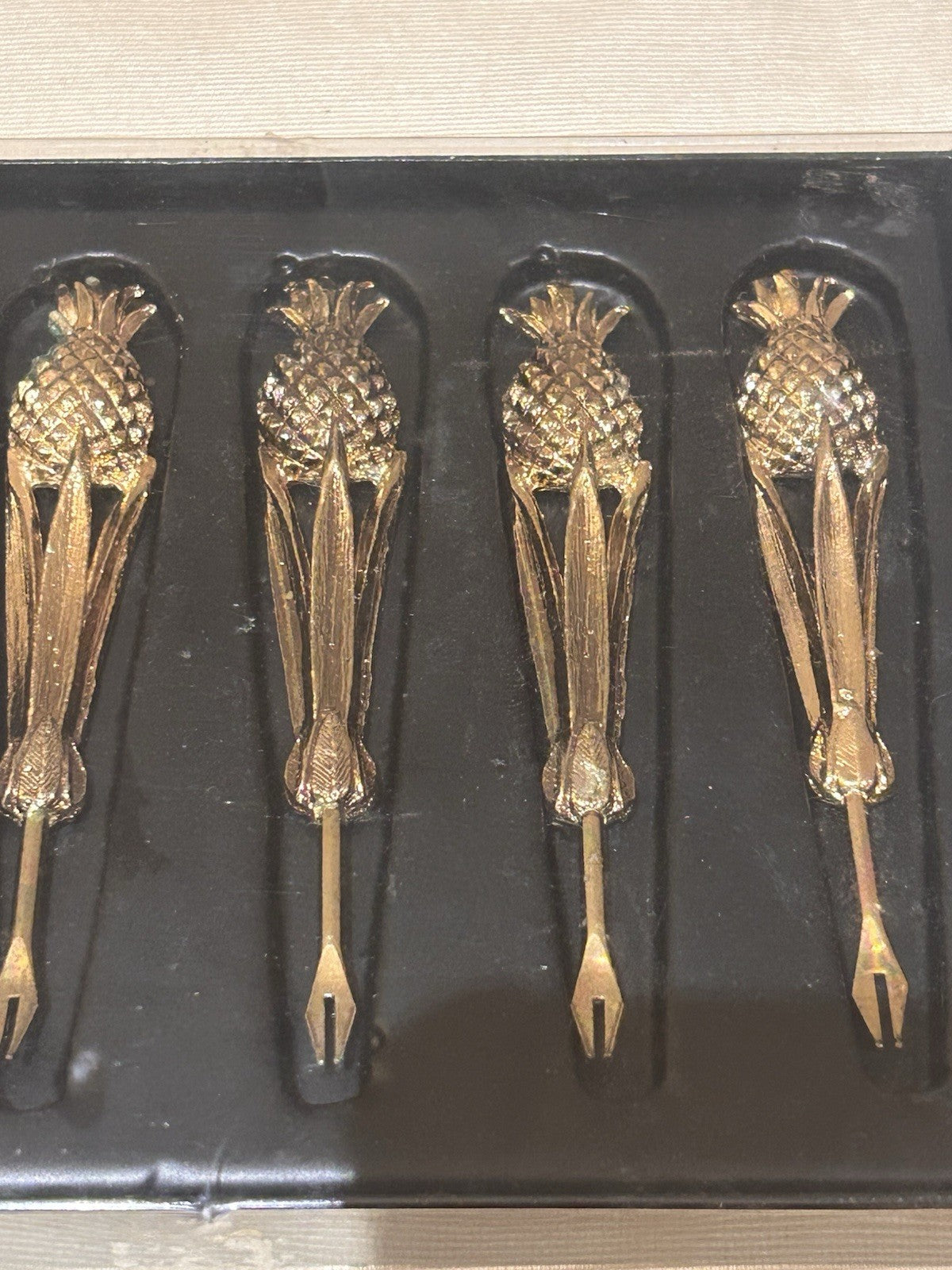 Vintage Freddo-Luxe Pineapple Cocktail Picks 24K Gold Plated Turnwald Set