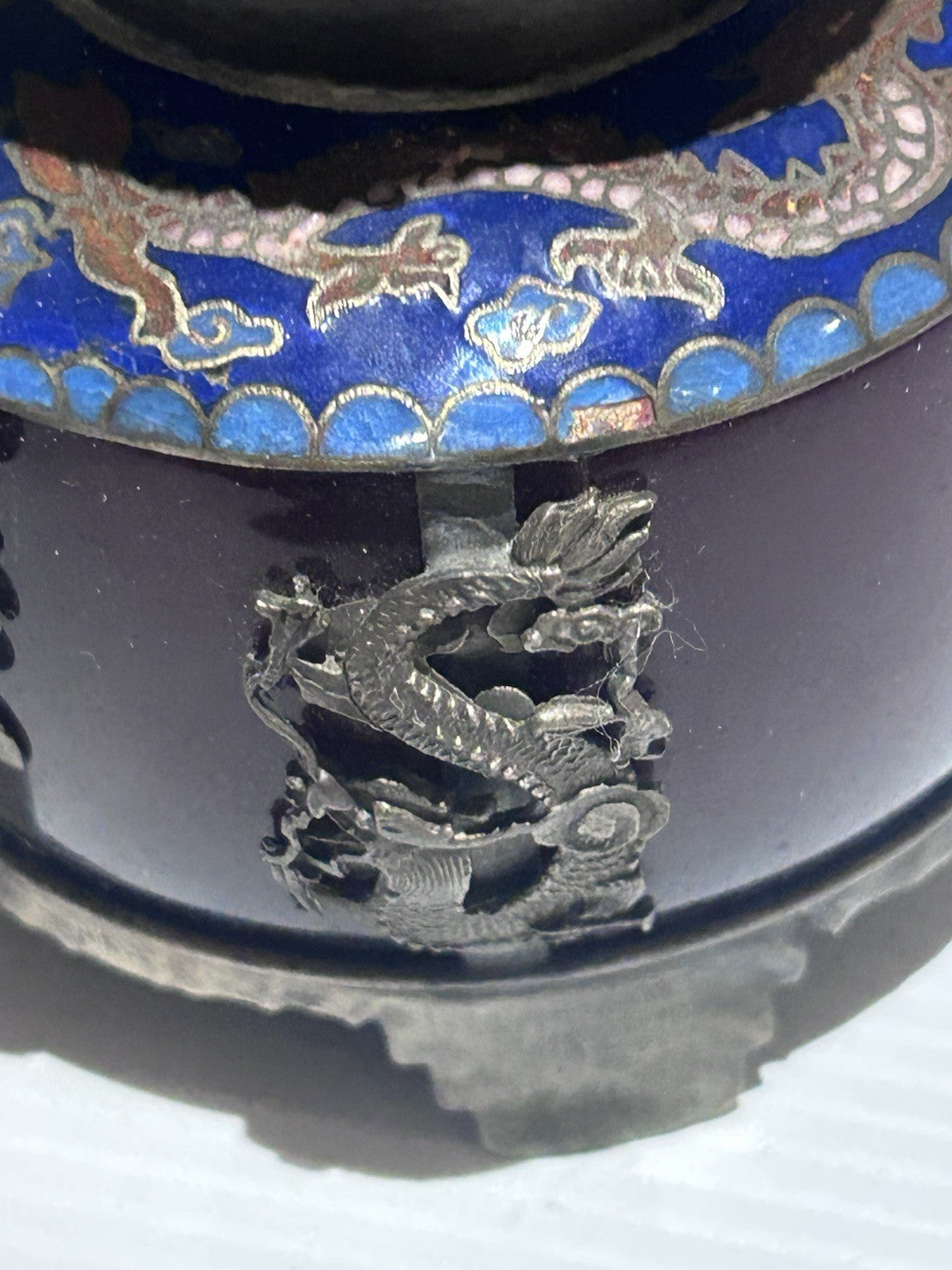 Early 20th Century Chinese Cloisonné & Enamel Teapot – Monkey Finial & Dragons