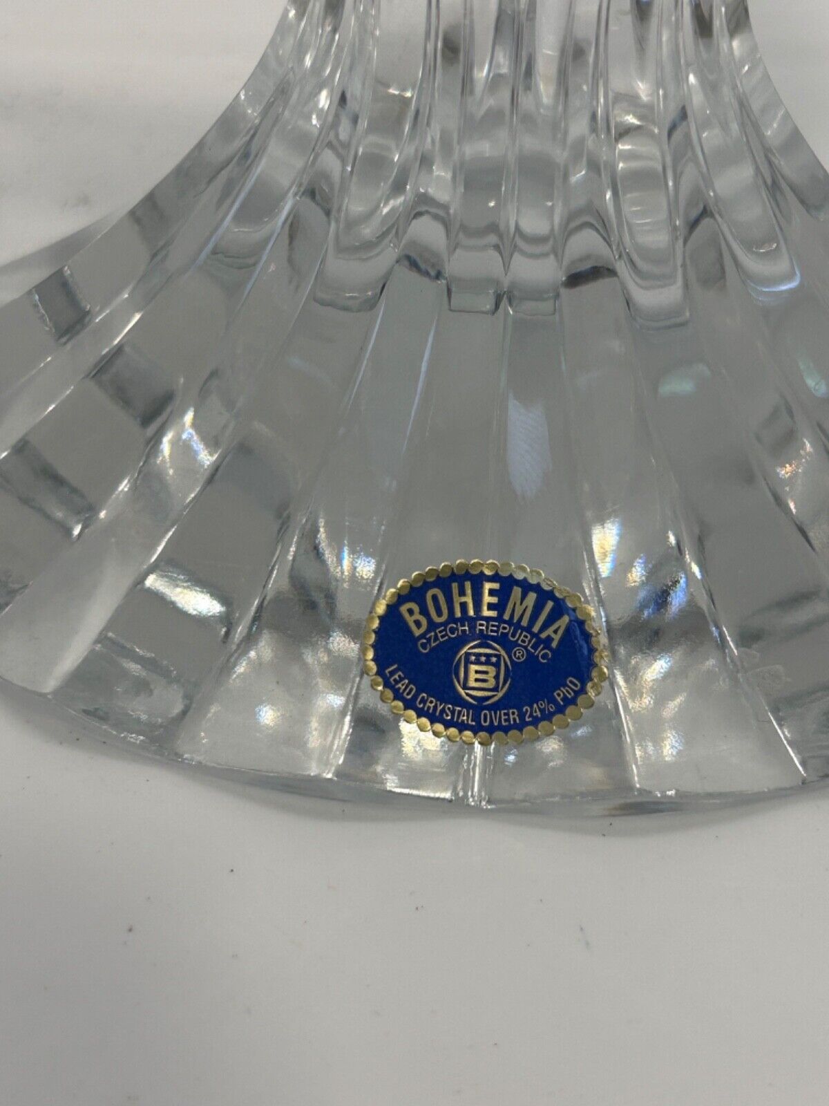 VINTAGE BOHEMIA LEAD CRYSTAL CANDLE STICK HOLDER  WITH STICKER