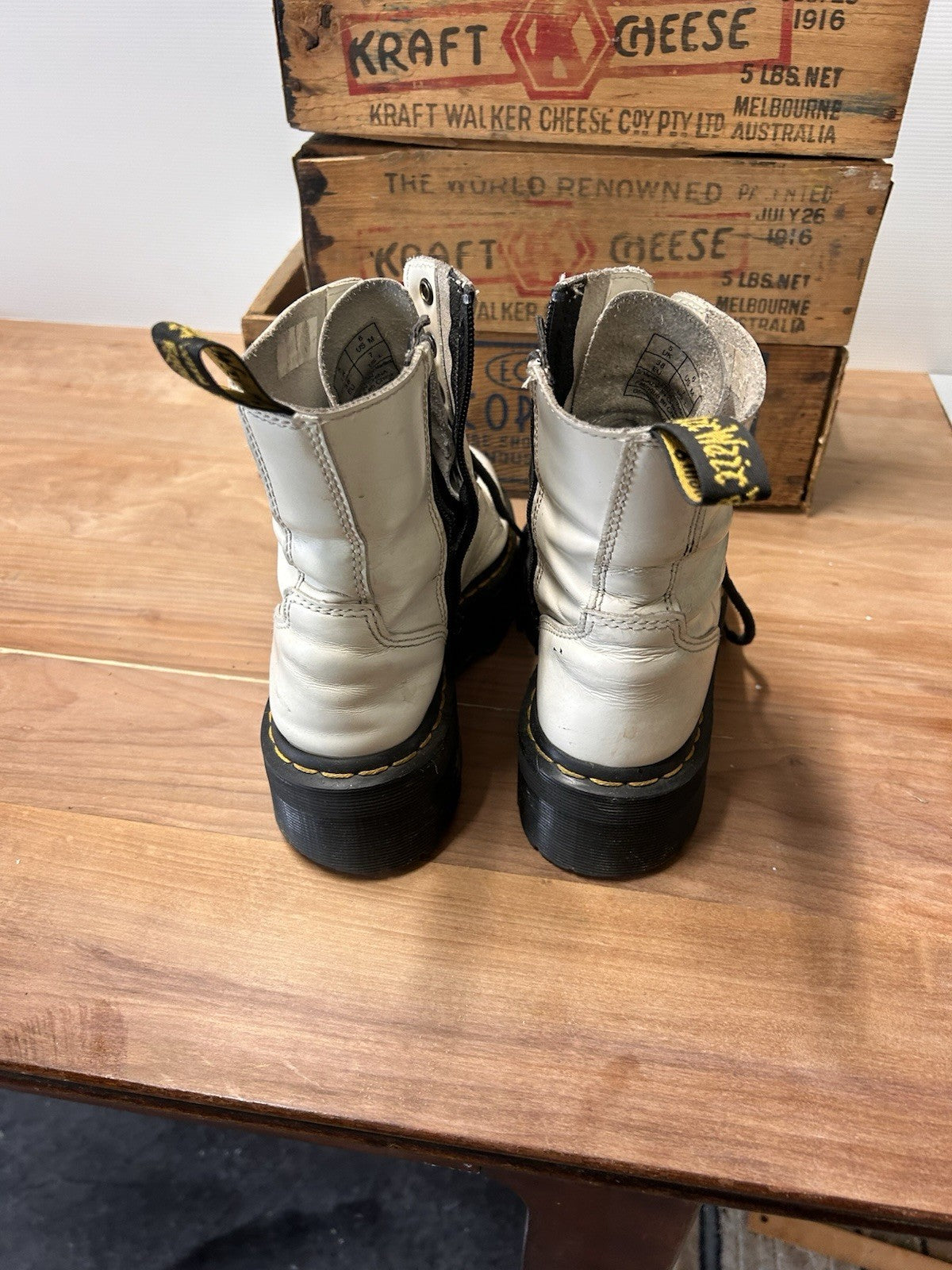 Dr Martens Jadon White Leather Platform Boots UK5 EU38 Docs 7USL DM080