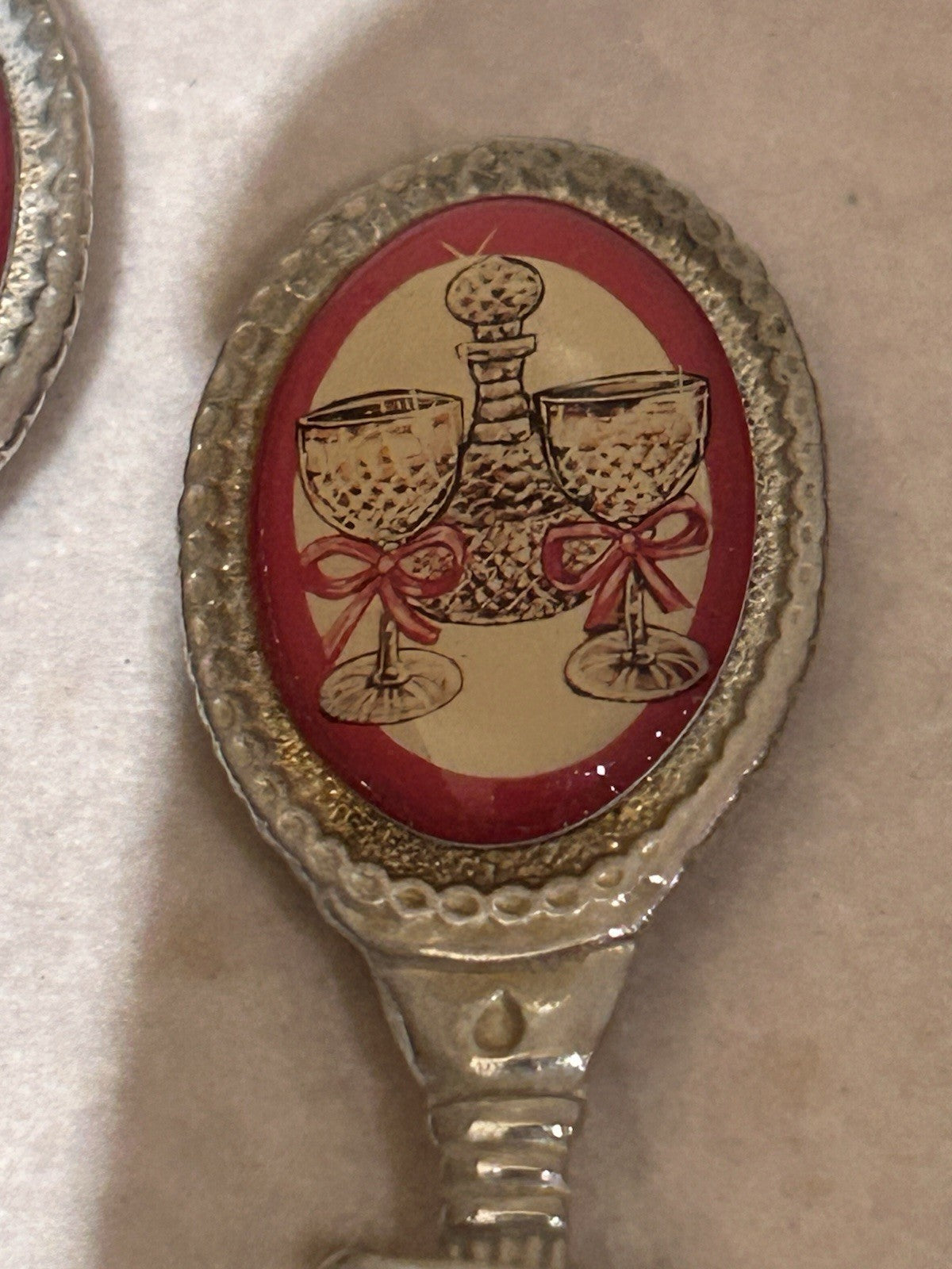 Vintage Crystal Wedding Anniversary Souvenir Spoons Pair Australian Gallery