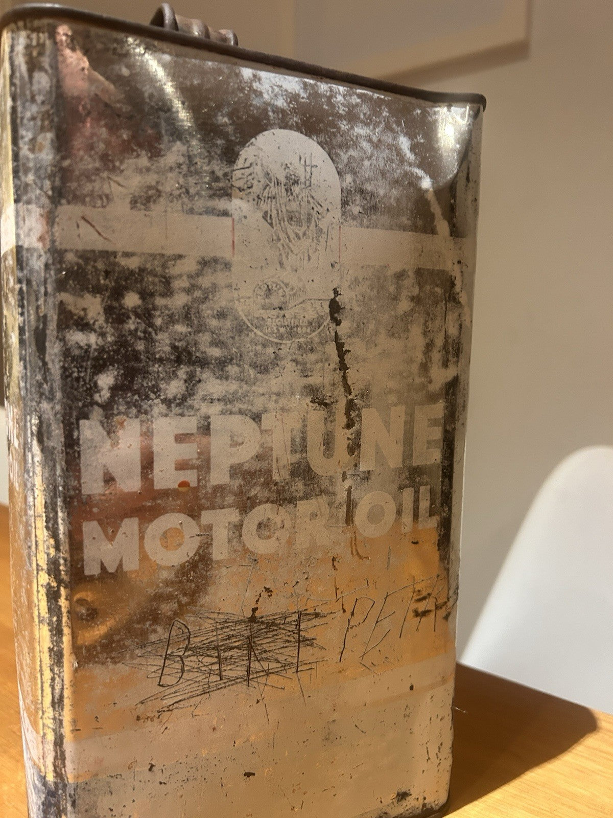 Vintage Neptune Motor Oil Tin Can 1 Gallon Australian Petroliana Collectable